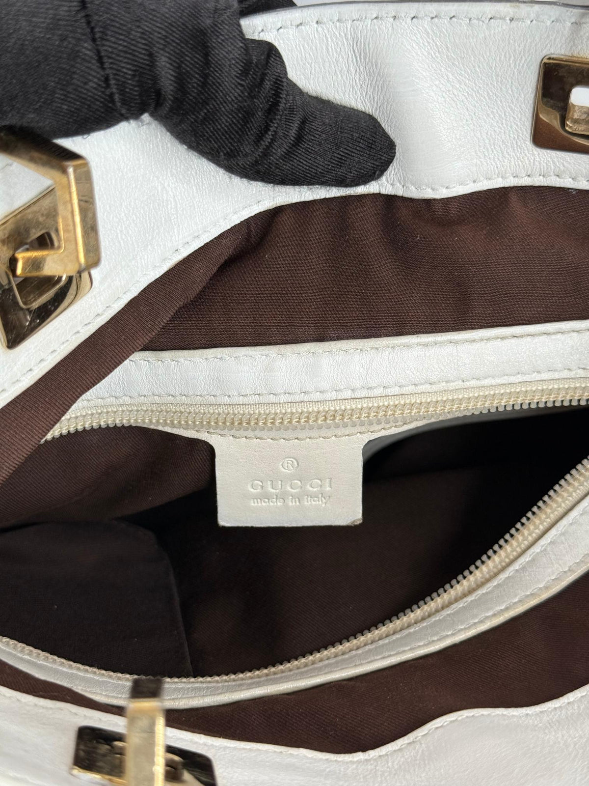 Gucci GG Canvas Mini Punch Tote White Cream
