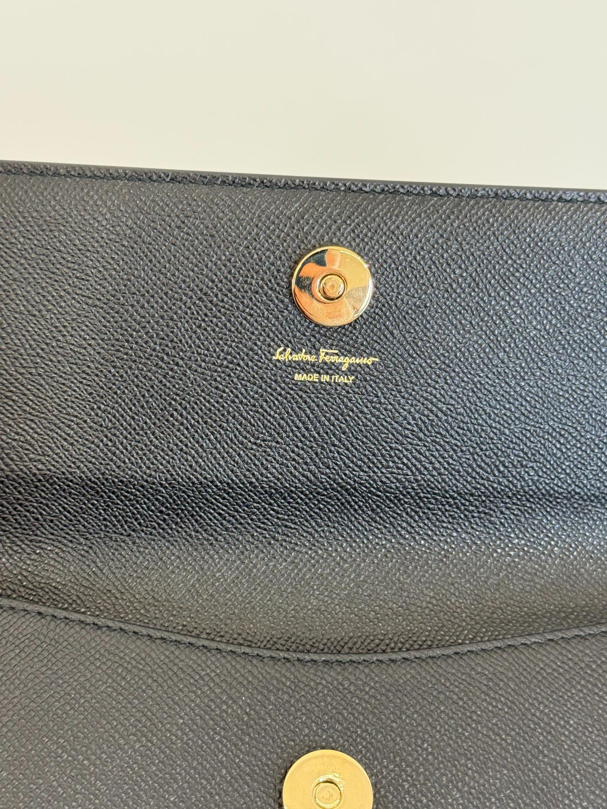 Salvatore Ferragamo Vara Bow Black Leather Wallet on Chain