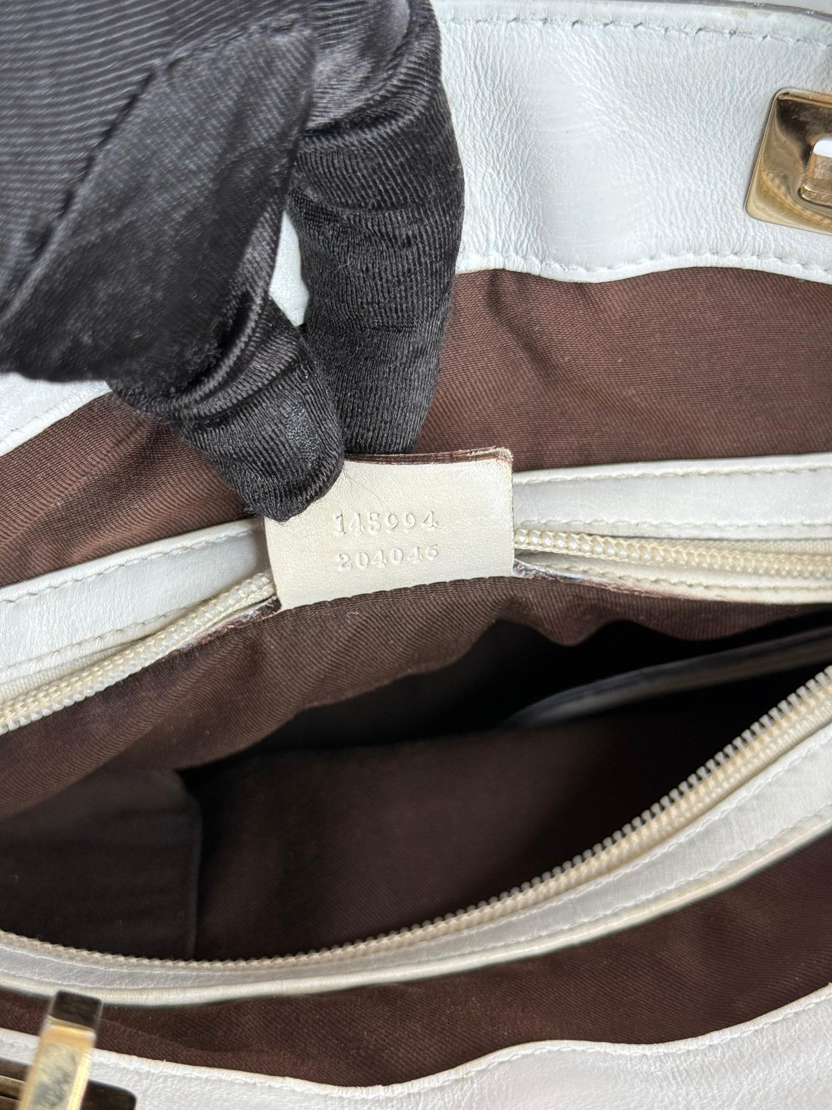 Gucci GG Canvas Mini Punch Tote White Cream