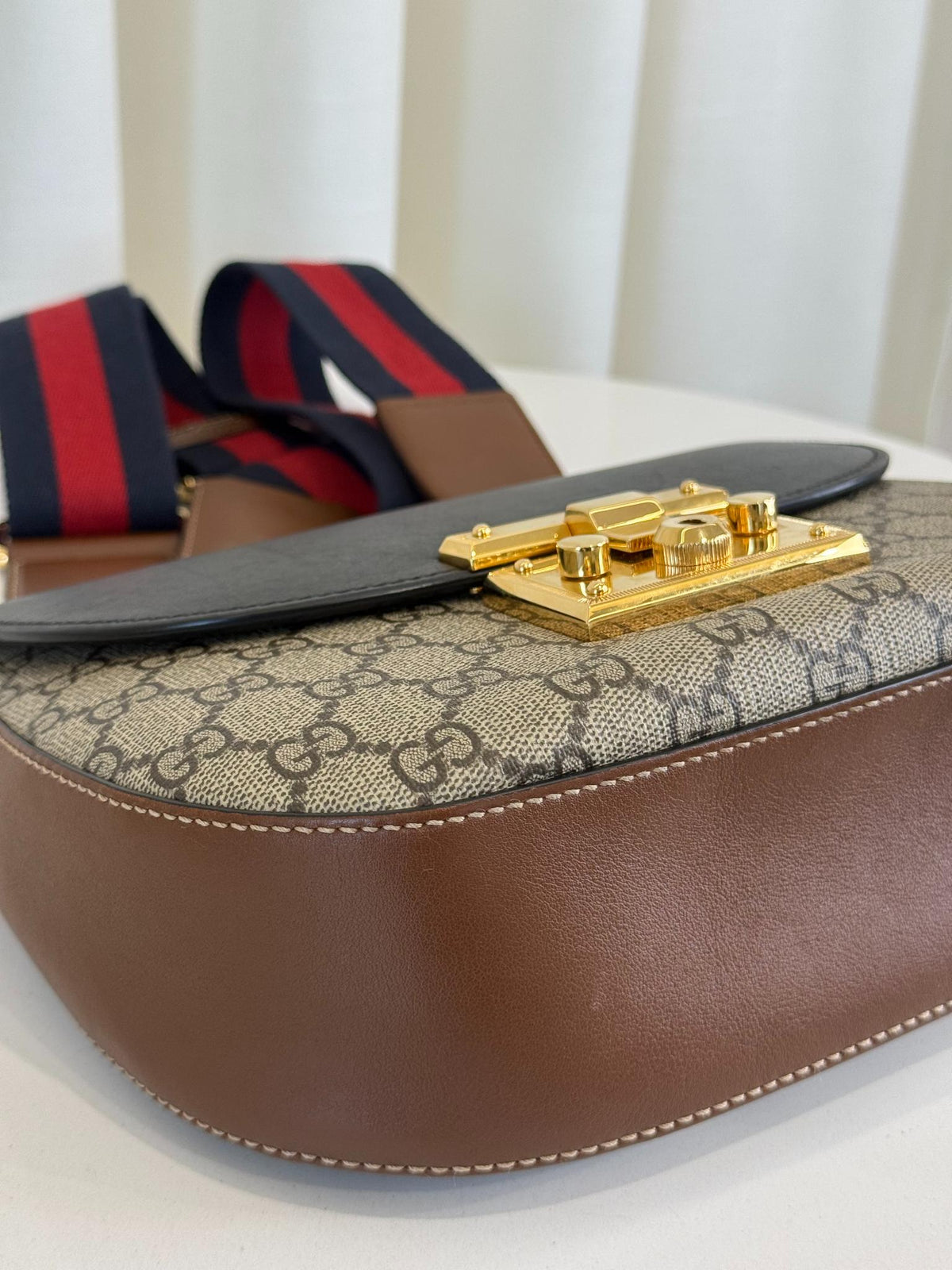Gucci Beige GG Supreme Coated Canvas Padlock Crossbody Bag