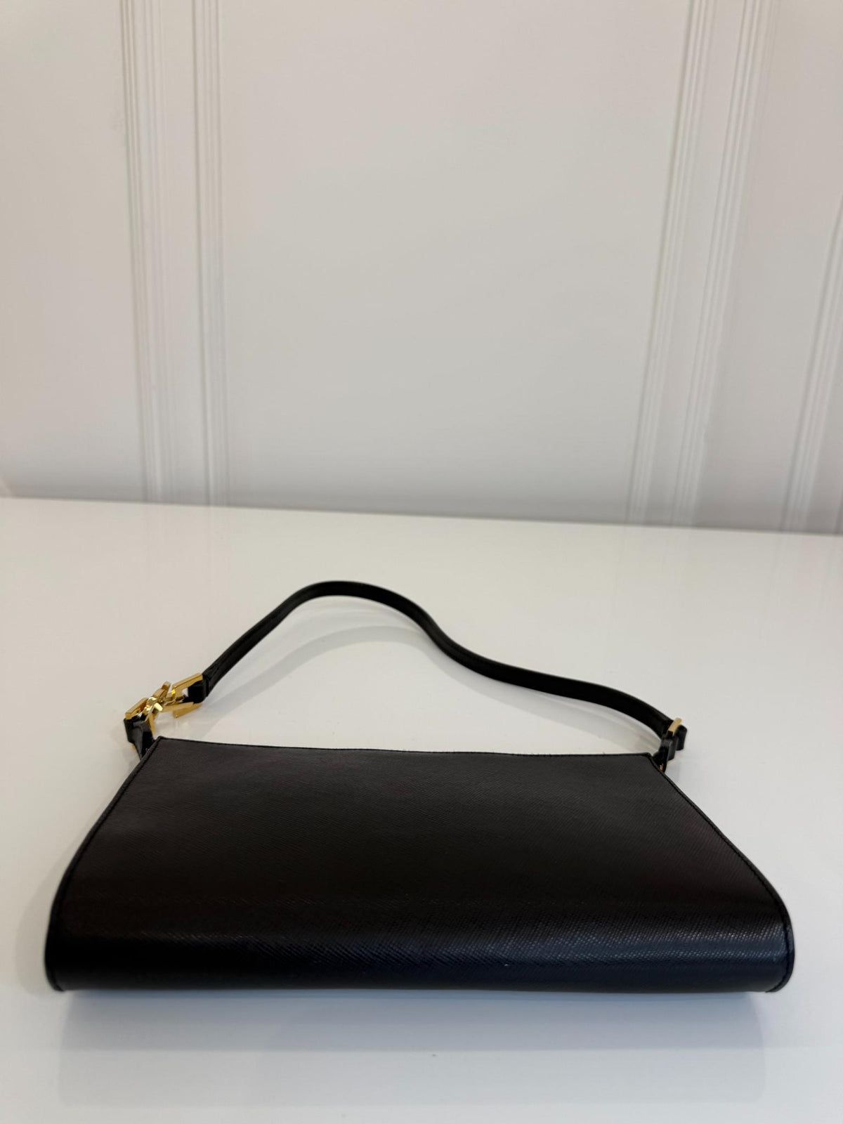 Salvatore Ferragamo Black Saffiano Leather Gancini Pochette