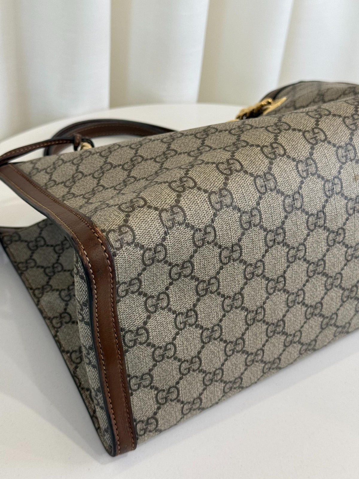 Gucci Beige/Ebony GG Supreme Padlock Medium Shoulder Bag