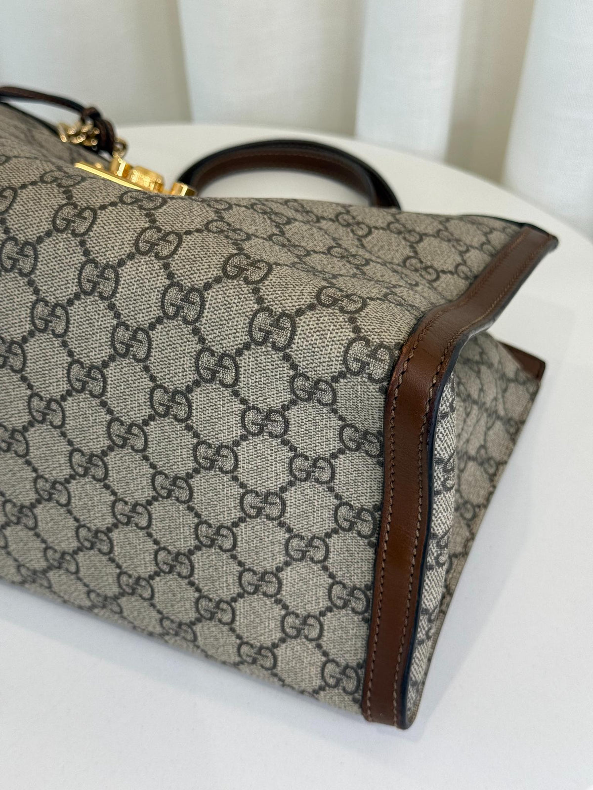 Gucci Beige/Ebony GG Supreme Padlock Medium Shoulder Bag