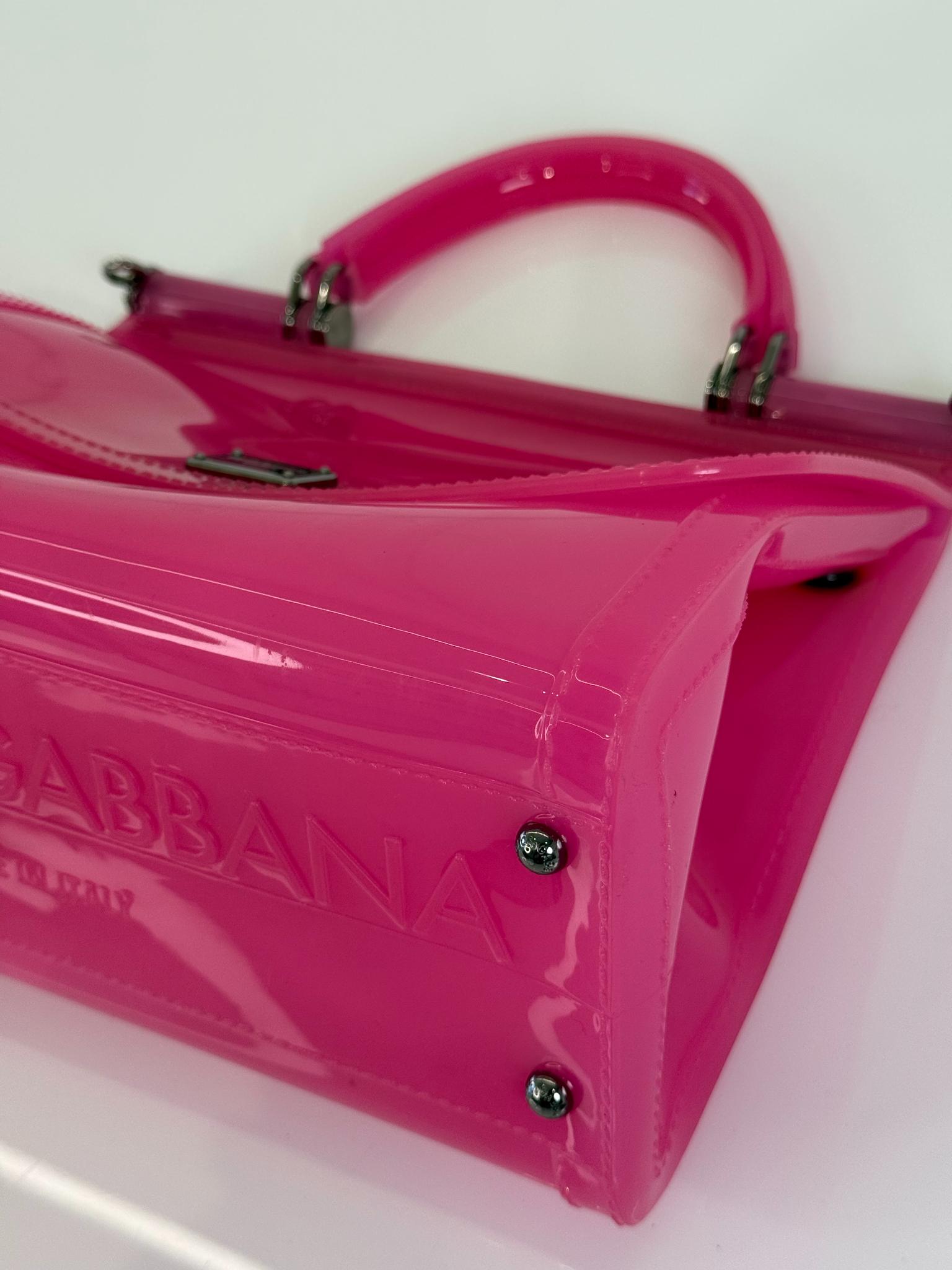 Dolce Gabbana Medium Miss Sicily Pink Rubber Handbag