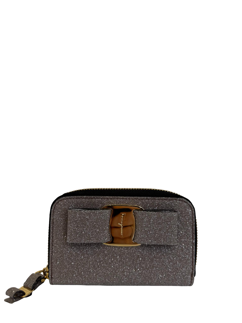 Salvatore Ferragamo Vara Ribbon Glitter Coin Wallet