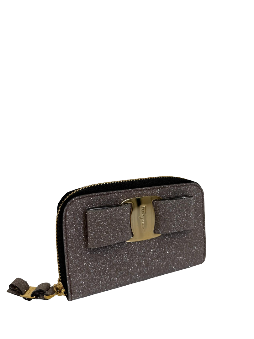 Salvatore Ferragamo Vara Ribbon Glitter Coin Wallet