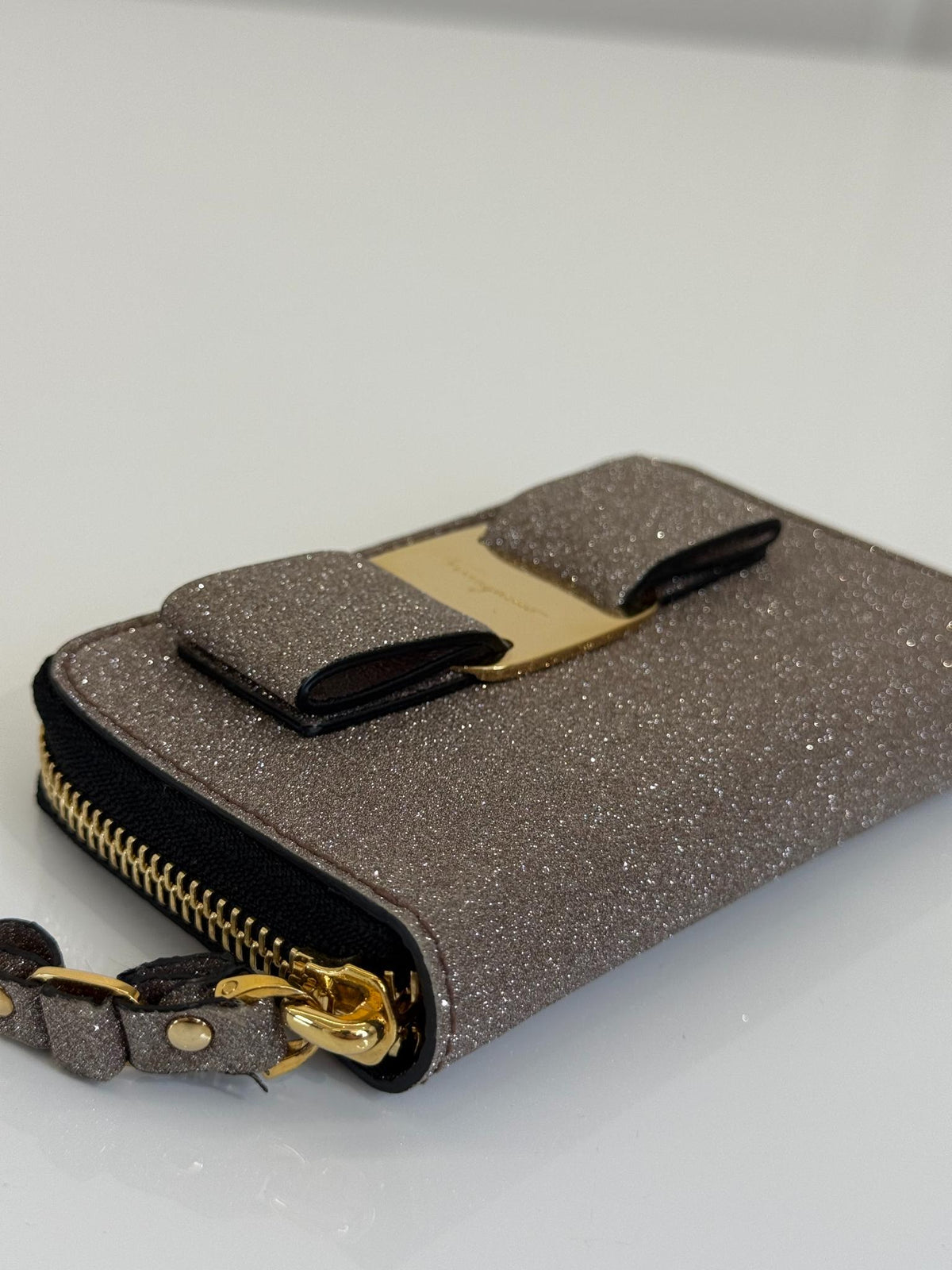Salvatore Ferragamo Vara Ribbon Glitter Coin Wallet