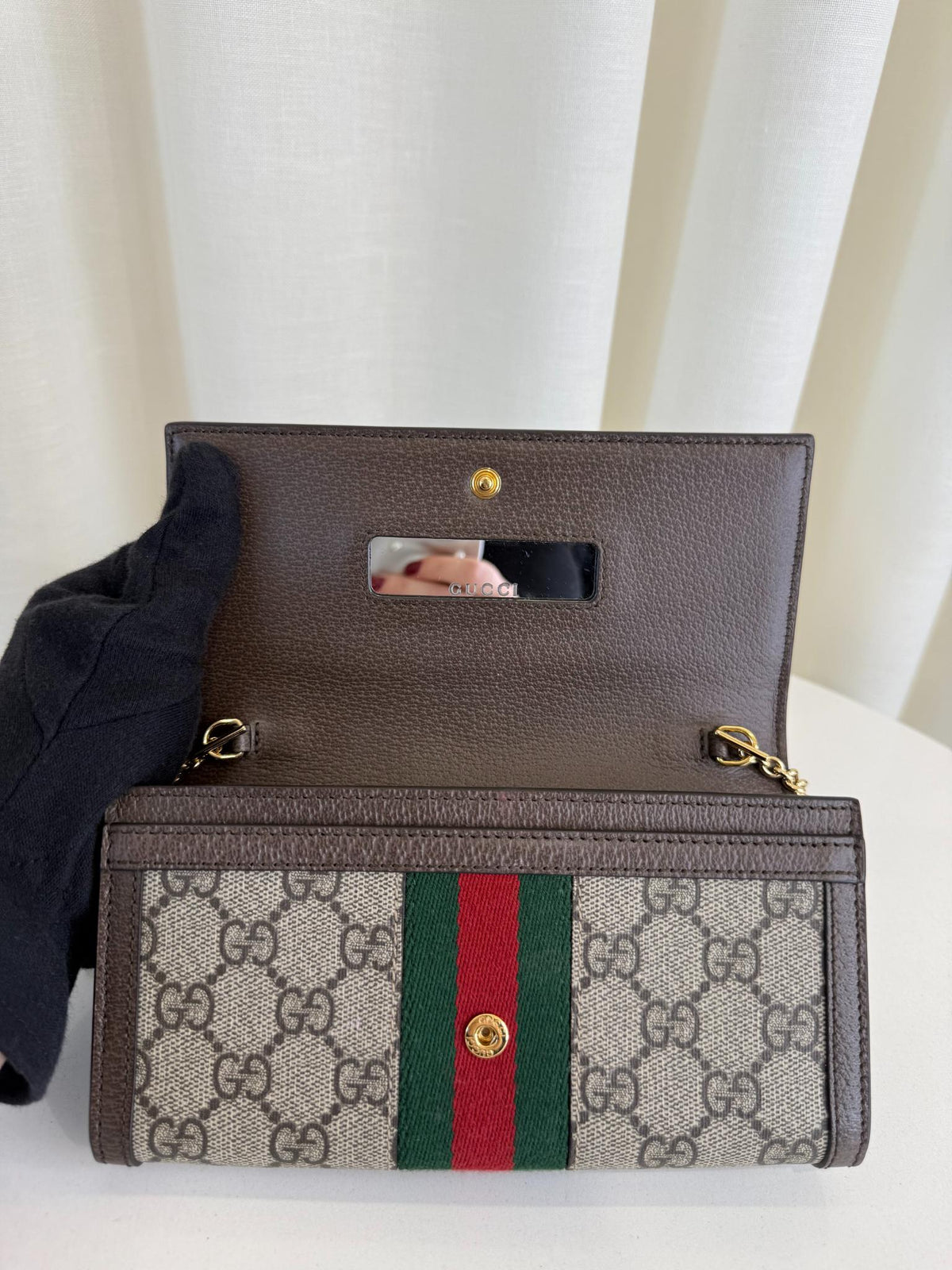Gucci Ophidia Beige/Brown Wallet on Chain