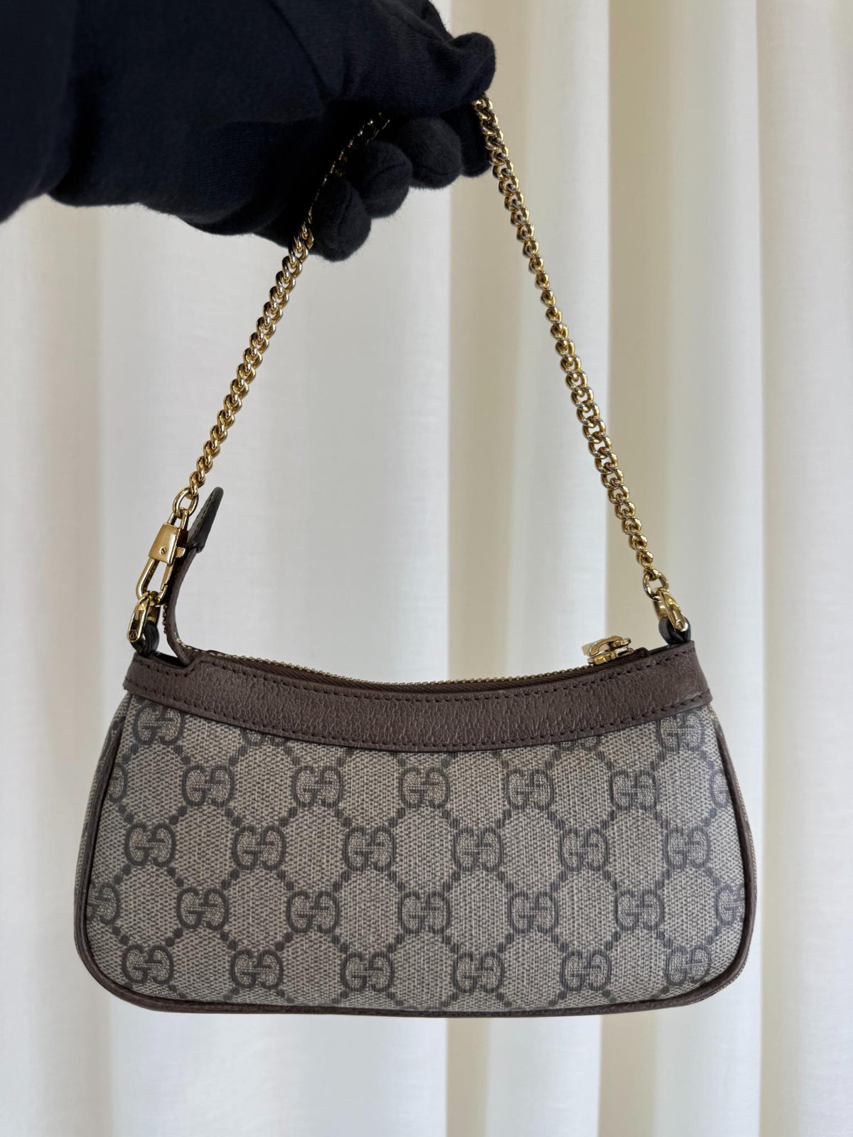 Gucci Ophidia Beige/Ebony GG Canvas Mini Shoulder Bag