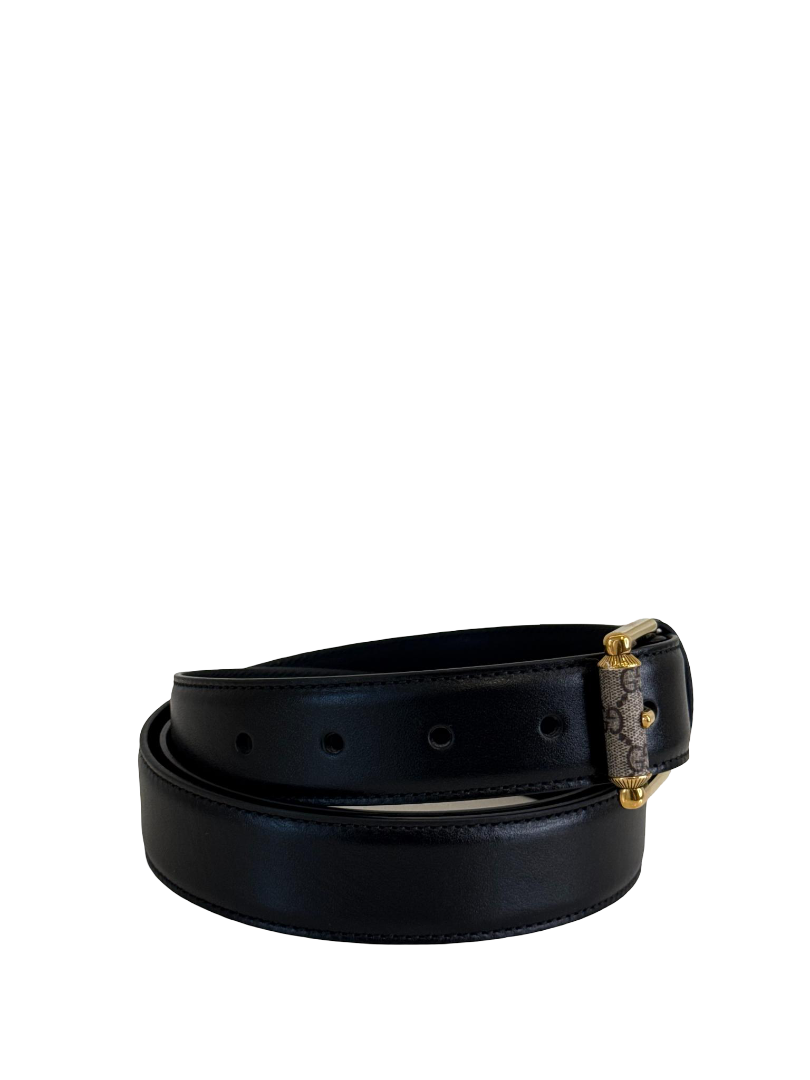Gucci Men's Plutone GG Rectangular Monogram Leather Single Buckle Belt