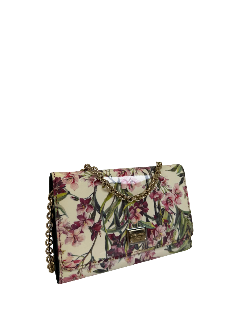 Dolce Gabbana Sicily Von Bag Patent Leather Floral Print