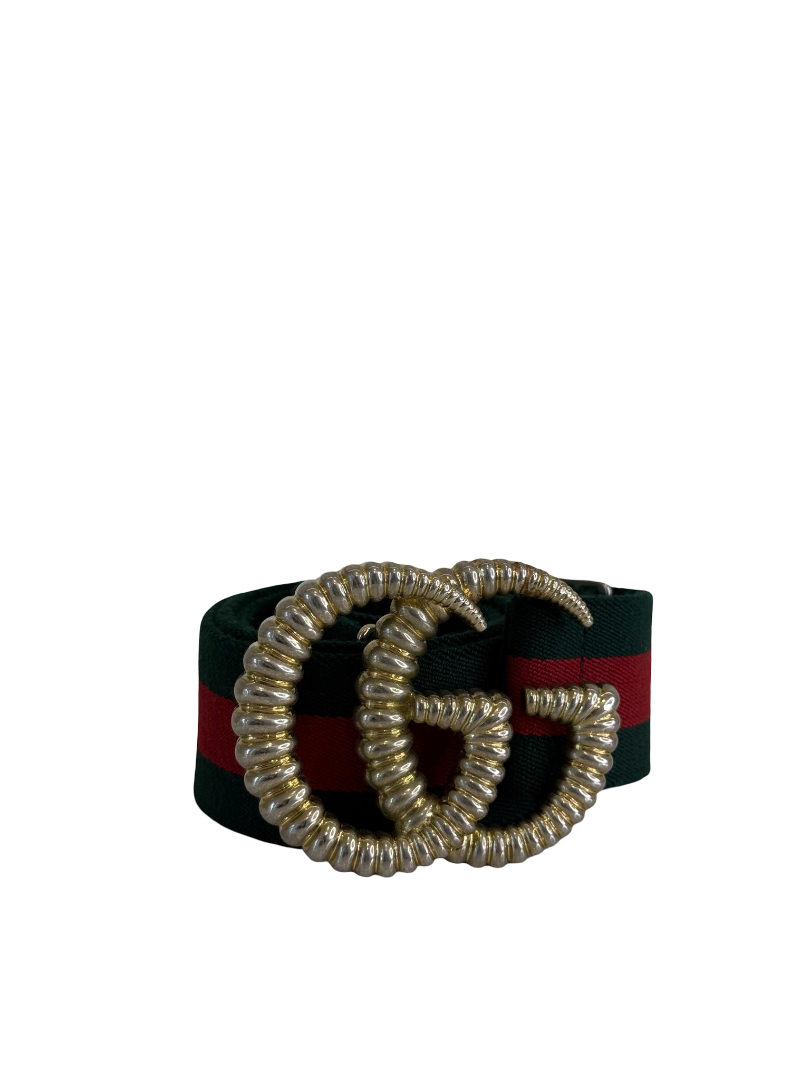 Gucci Web Torchon Double G Buckle Elastic Bel