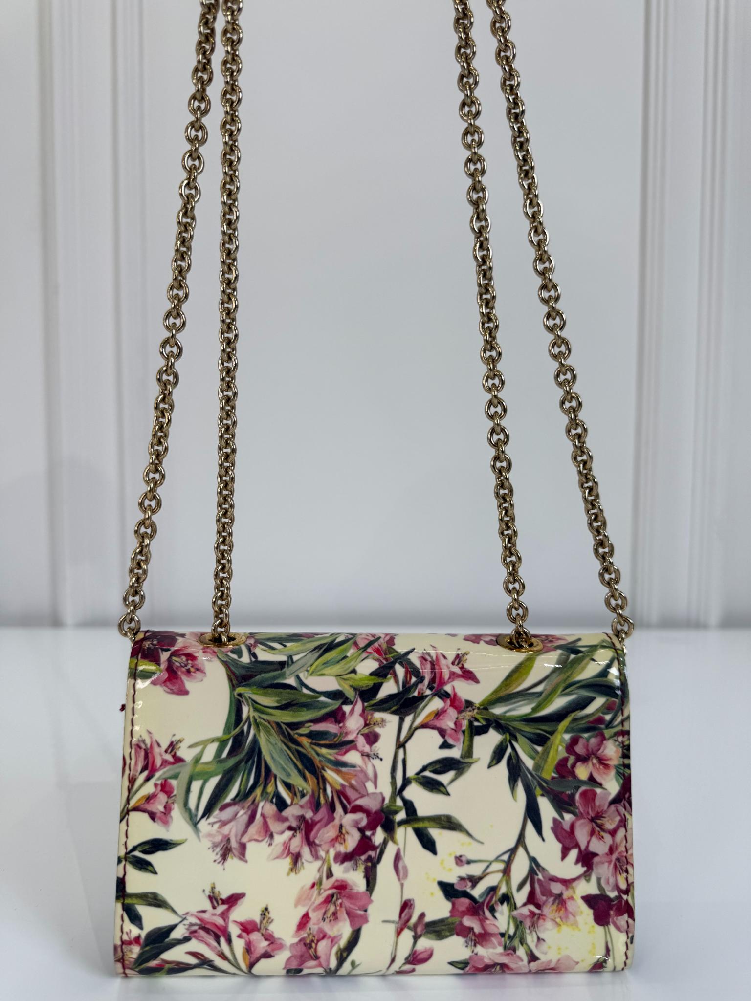 Dolce Gabbana Sicily Von Bag Patent Leather Floral Print