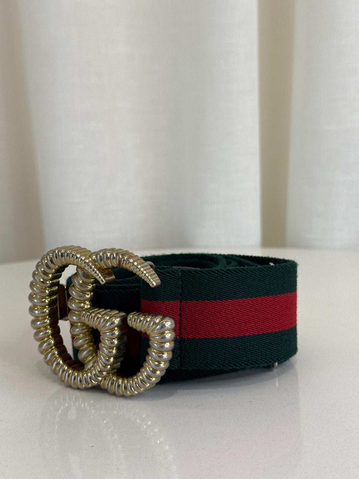 Gucci Web Torchon Double G Buckle Elastic Bel