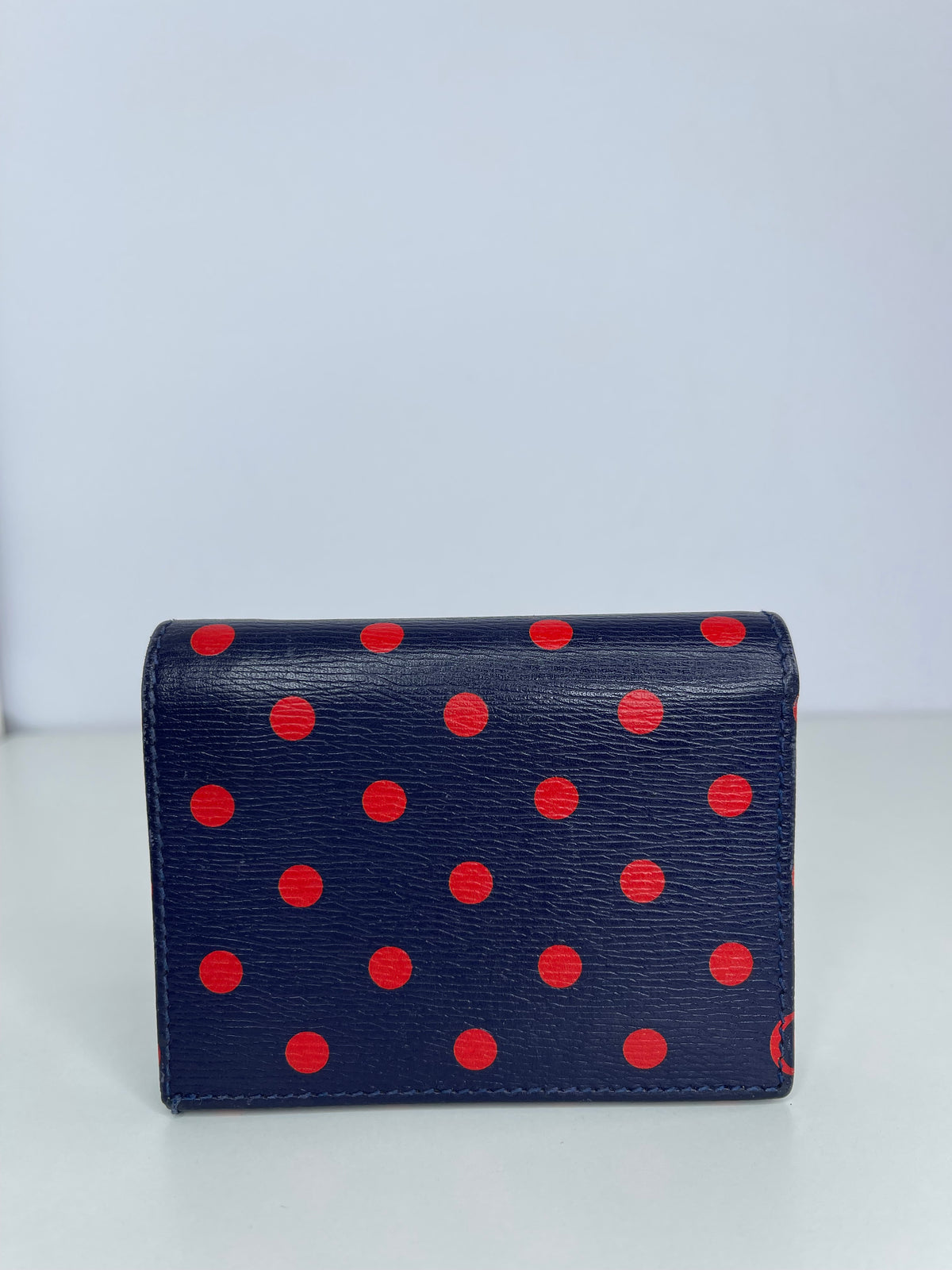Gucci Horsebit 1955 Navy/Red Leather Polka Dot Bifold Wallet