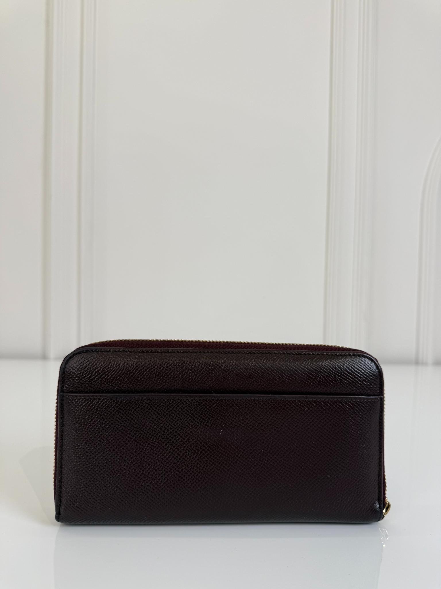 Dolce Gabbana Purple Dauphine Leather Zip Around Wallet