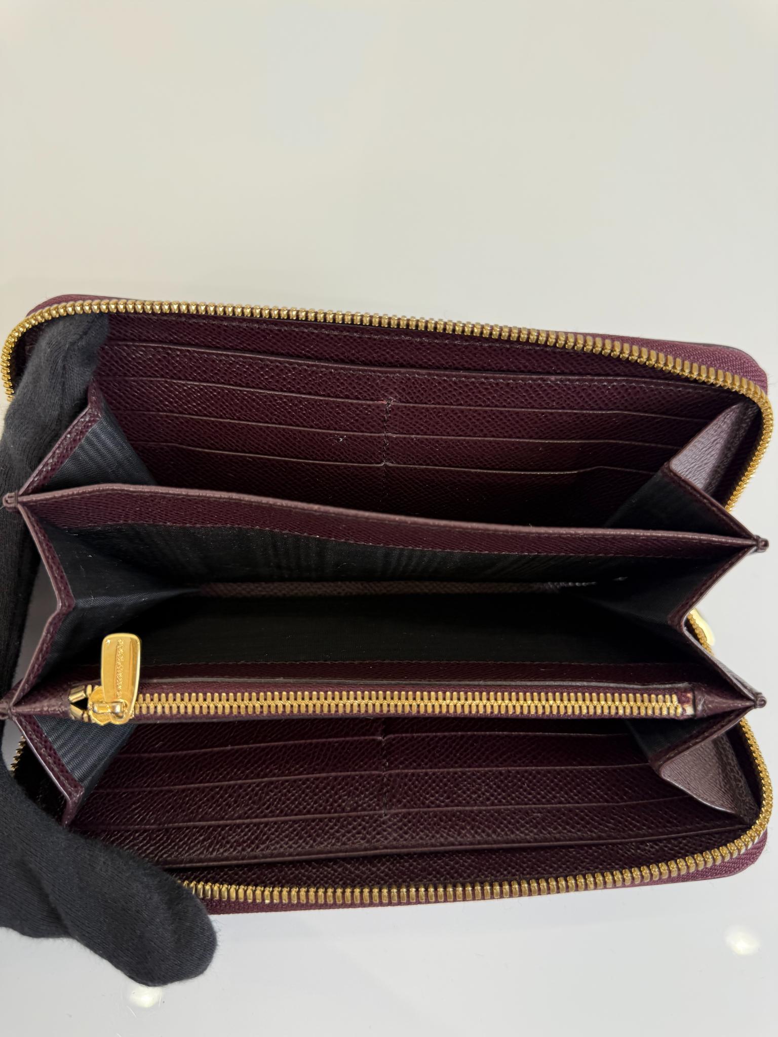 Dolce Gabbana Purple Dauphine Leather Zip Around Wallet