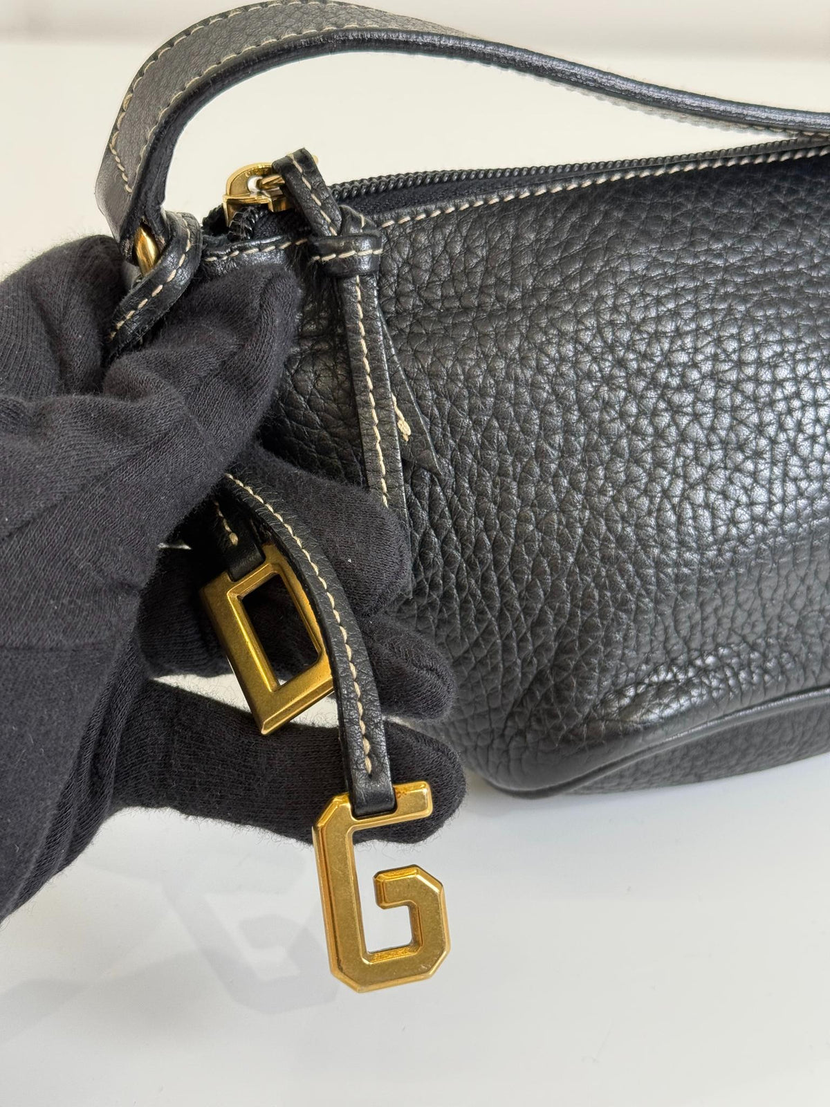 Dolce Gabbana Black Leather Boat Pochette