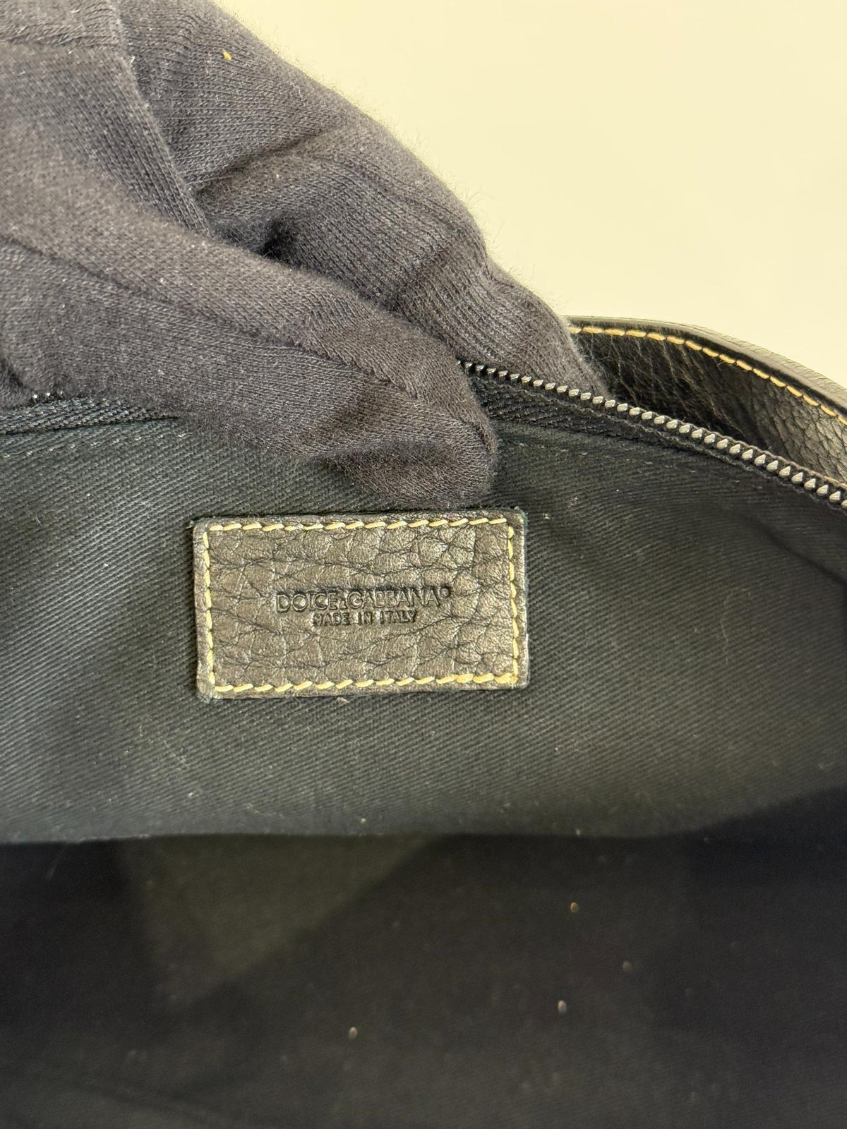 Dolce Gabbana Black Leather Boat Pochette