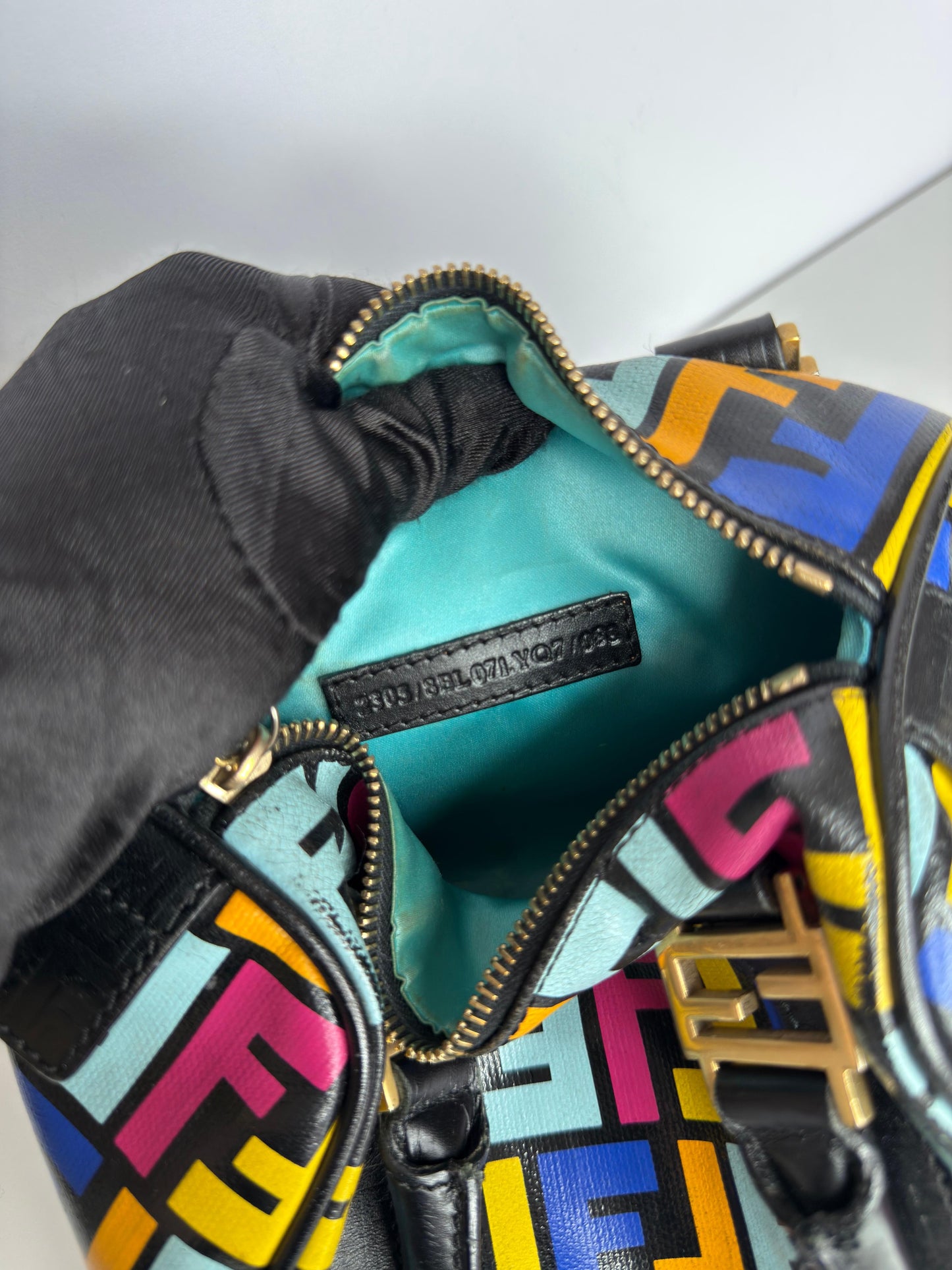 Fendi Multicolor Zucca Coated Canvas Bauletto Boston Bag