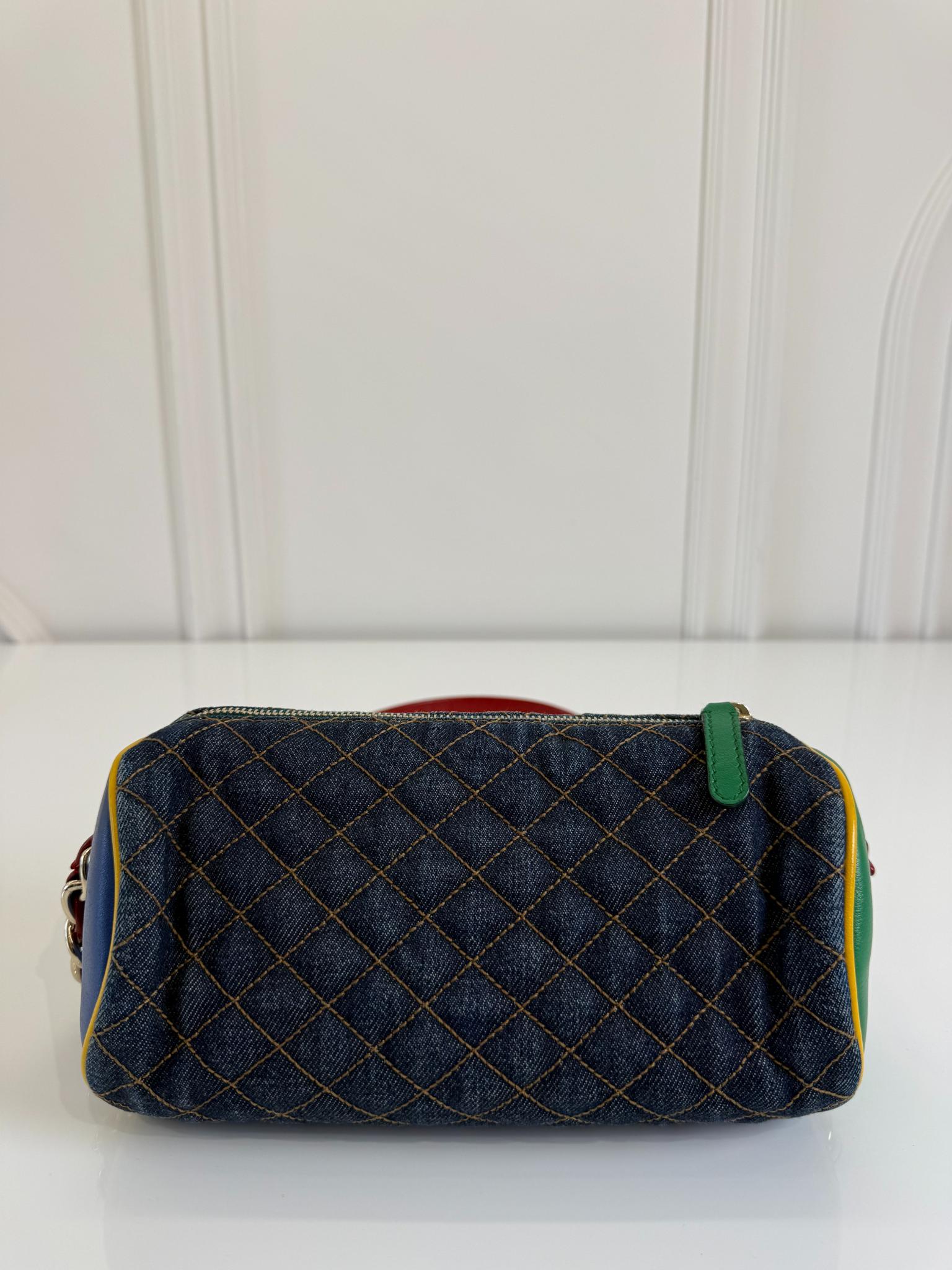 Dolce Gabbana Denim and Leather Lily Glam Shoulder Bag