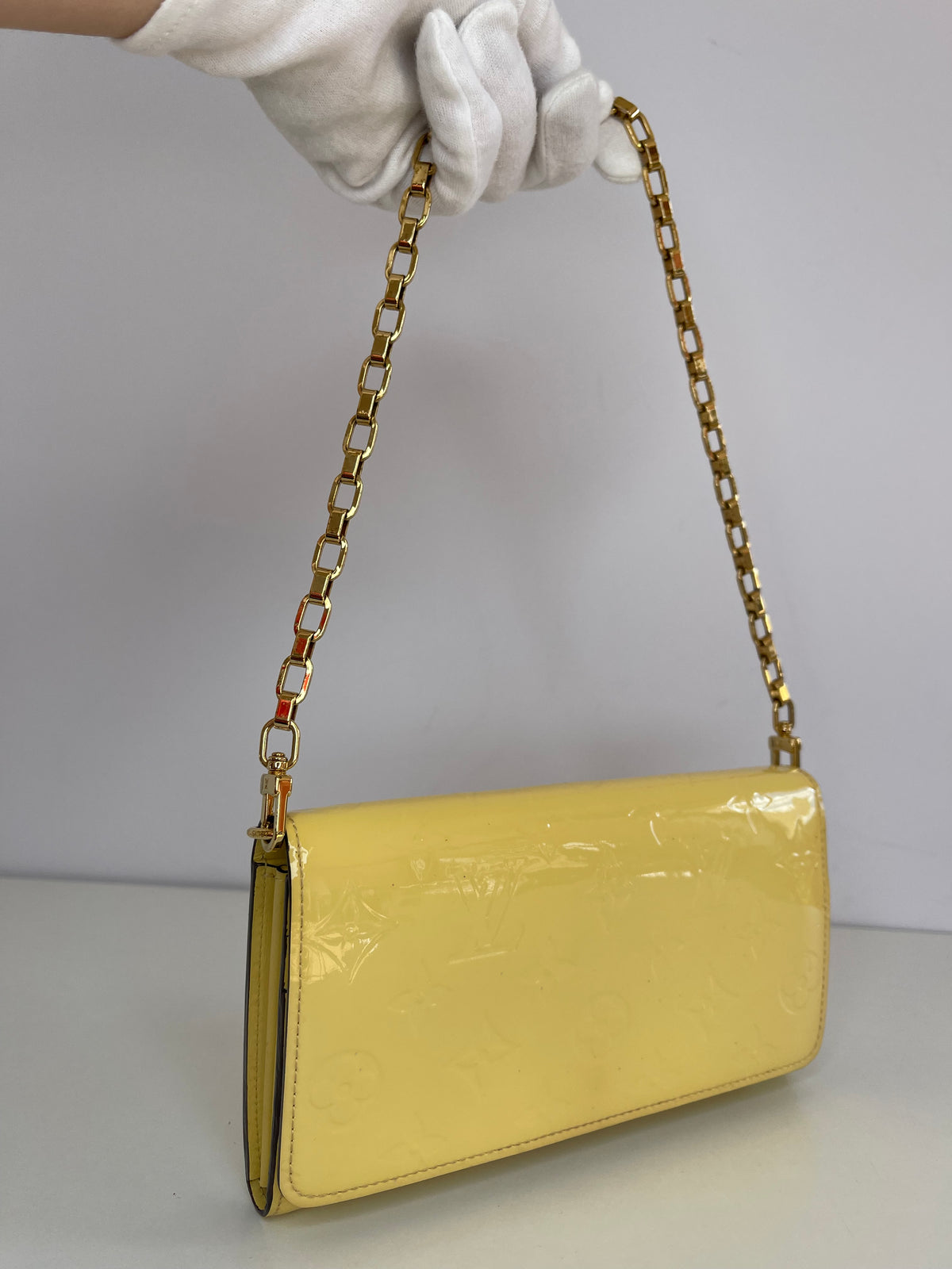 Louis Vuitton Citrine Monogram Vernis Chaine Wallet Bag