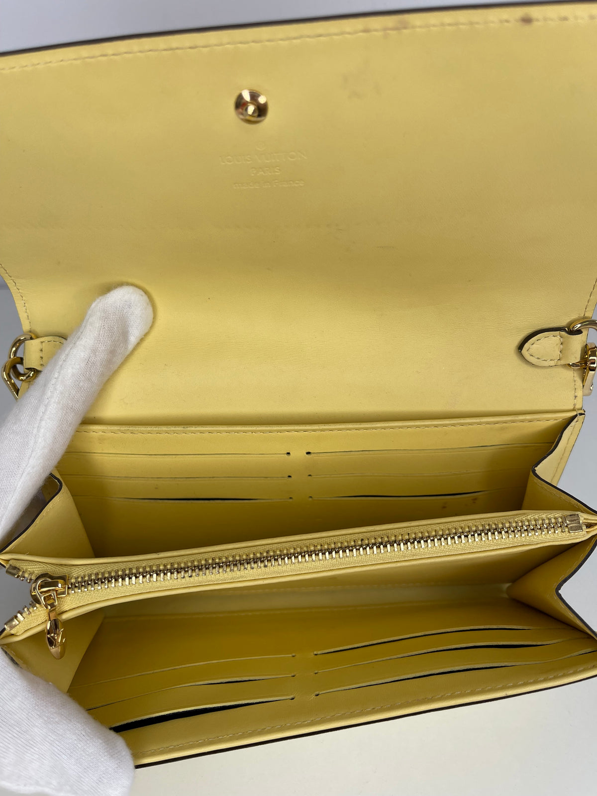 Louis Vuitton Citrine Monogram Vernis Chaine Wallet Bag
