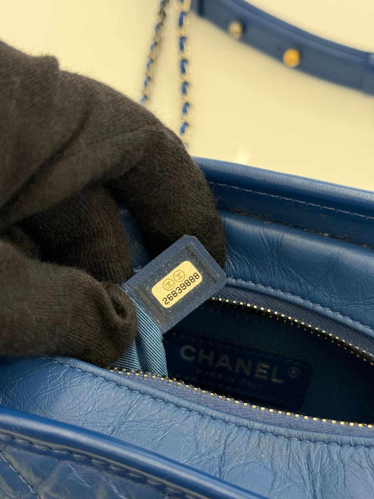 Chanel Aged Calfskin Quilted Small Gabrielle Hobo Blue