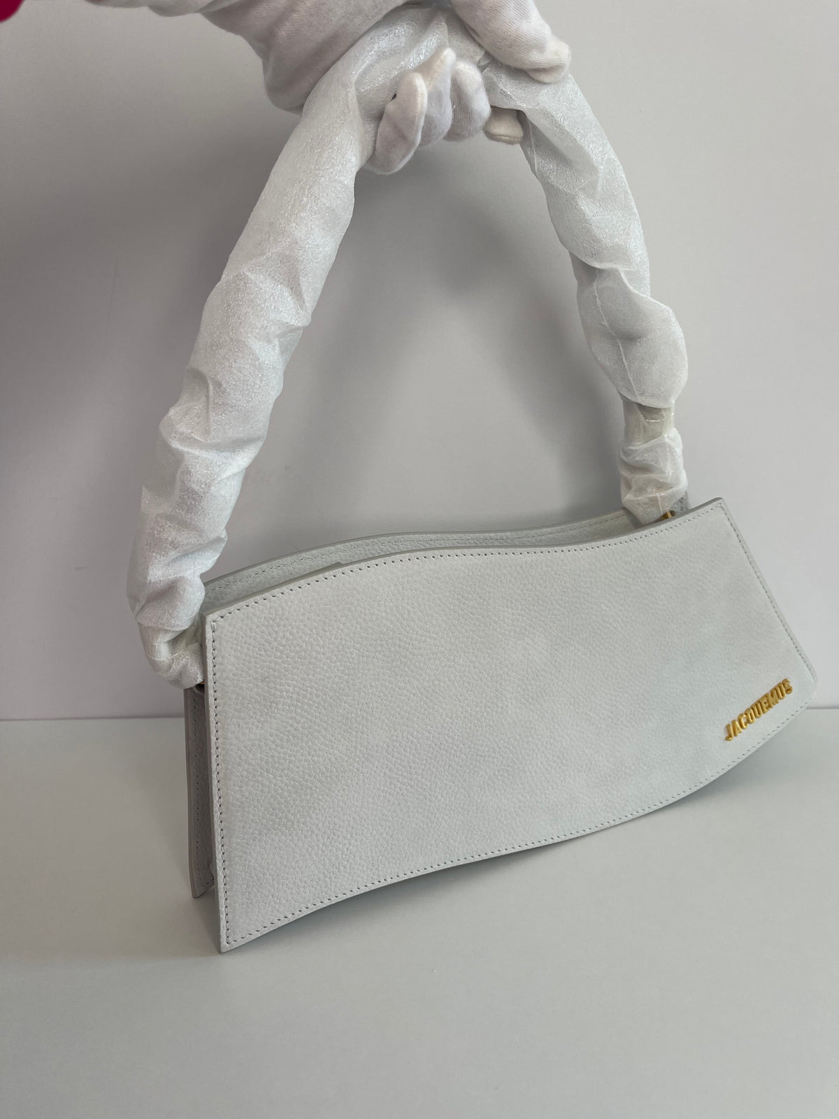 Jacquemus “la Vague” Asymmetric Light Grey Shoulder Bag