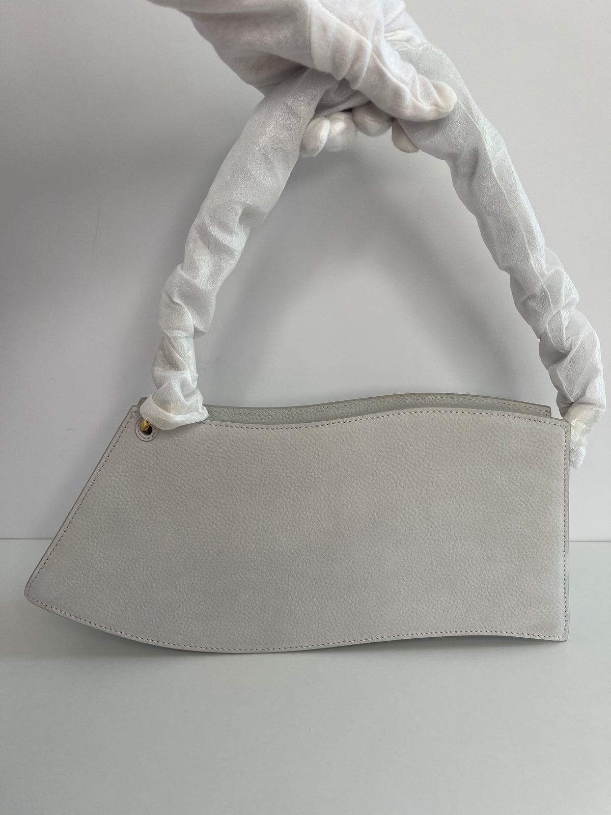 Jacquemus “la Vague” Asymmetric Light Grey Shoulder Bag