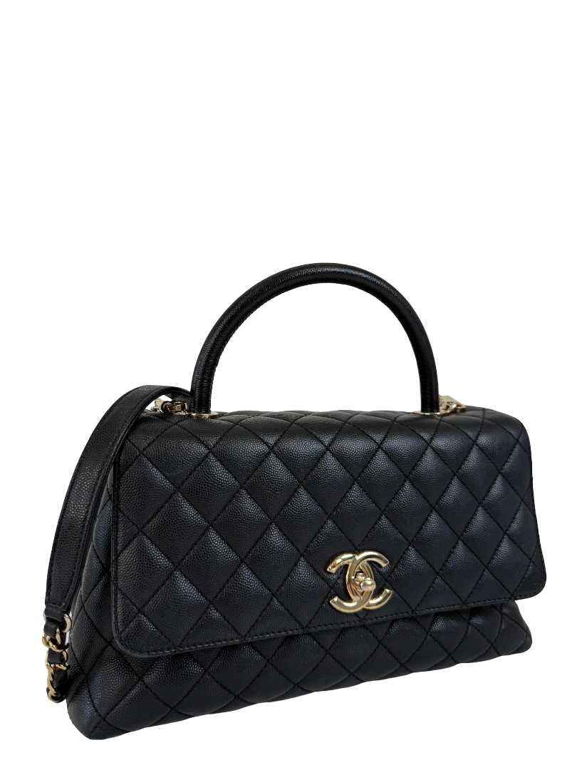 Chanel Coco Handle Medium Black Caviar Quilted GHW