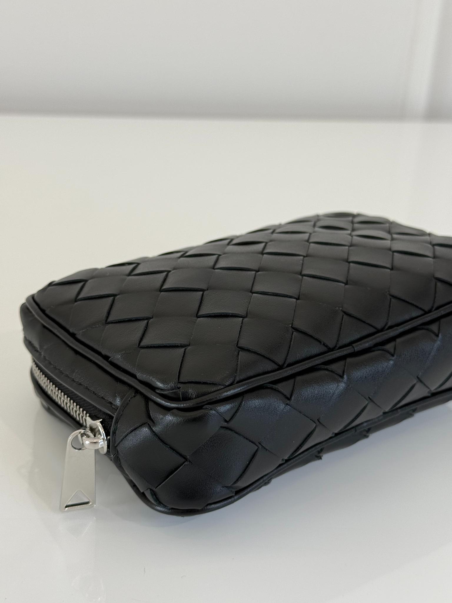 Bottega Veneta Black Intrecciato Leather Mini Pouch