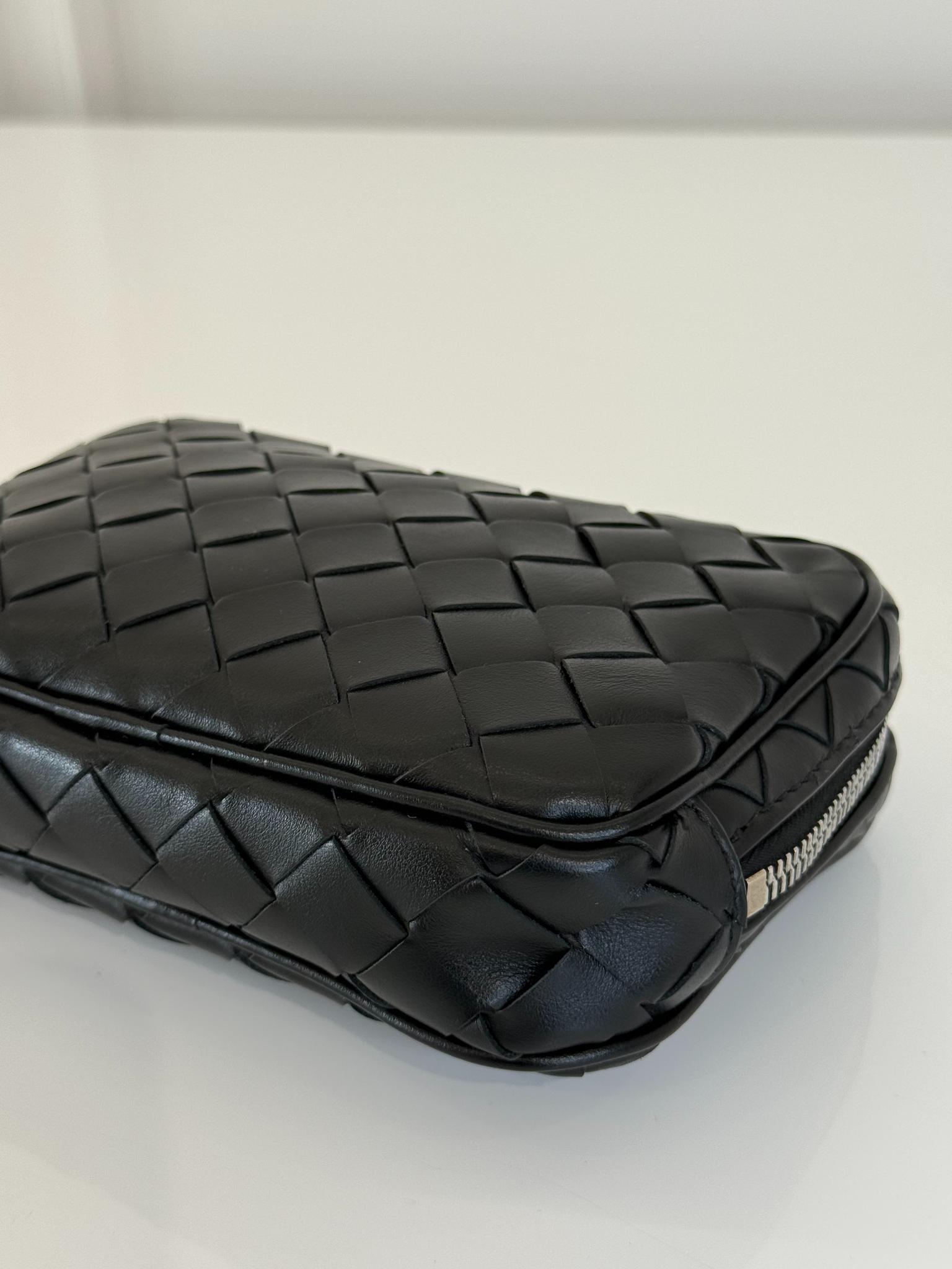 Bottega Veneta Black Intrecciato Leather Mini Pouch