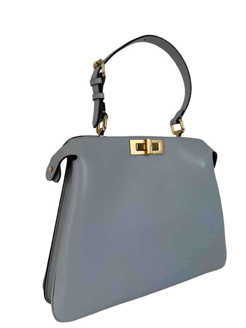 Fendi Peekaboo Soft Medium Pale Blue Leather Bag