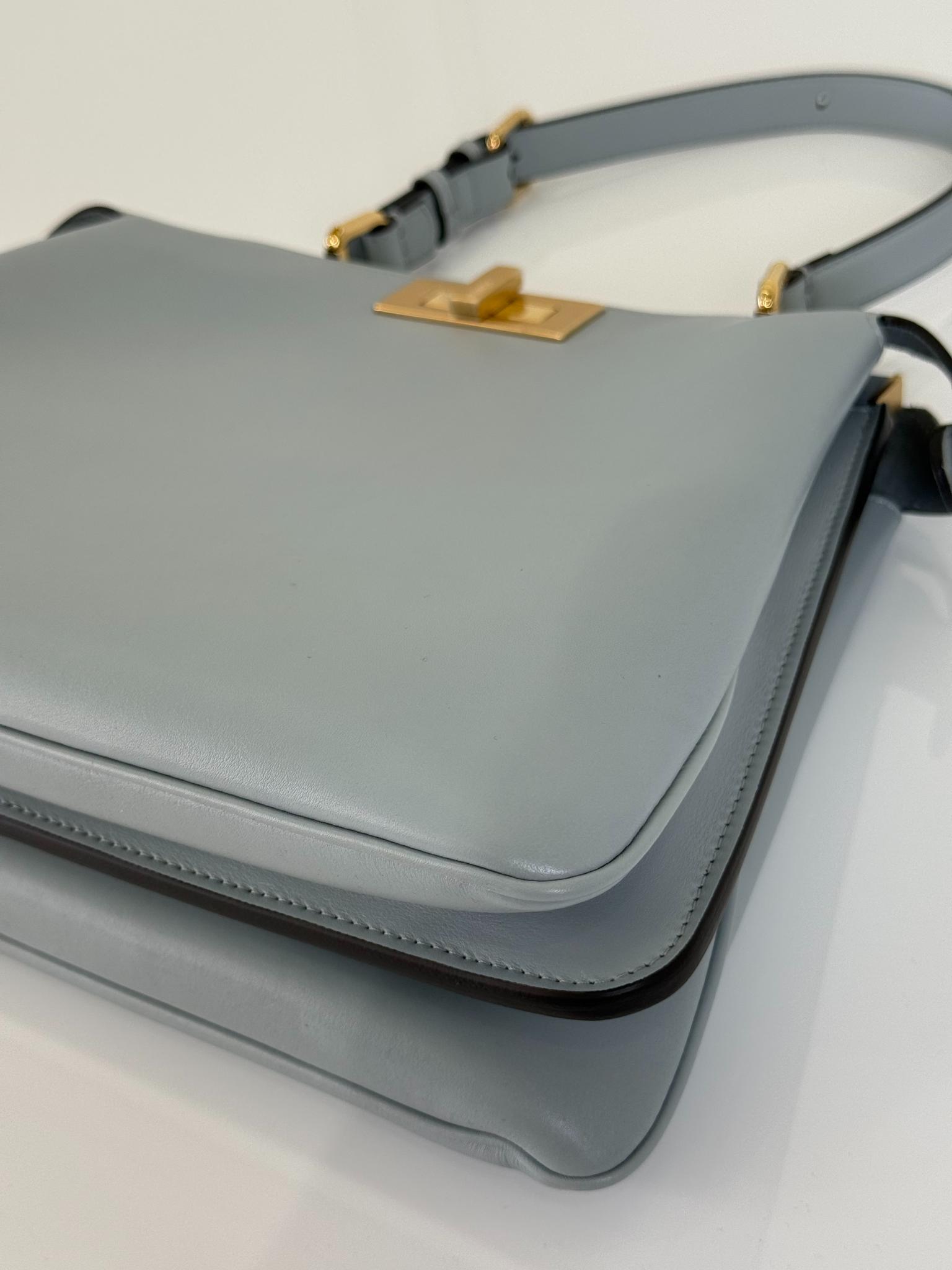 Fendi Peekaboo Soft Medium Pale Blue Leather Bag