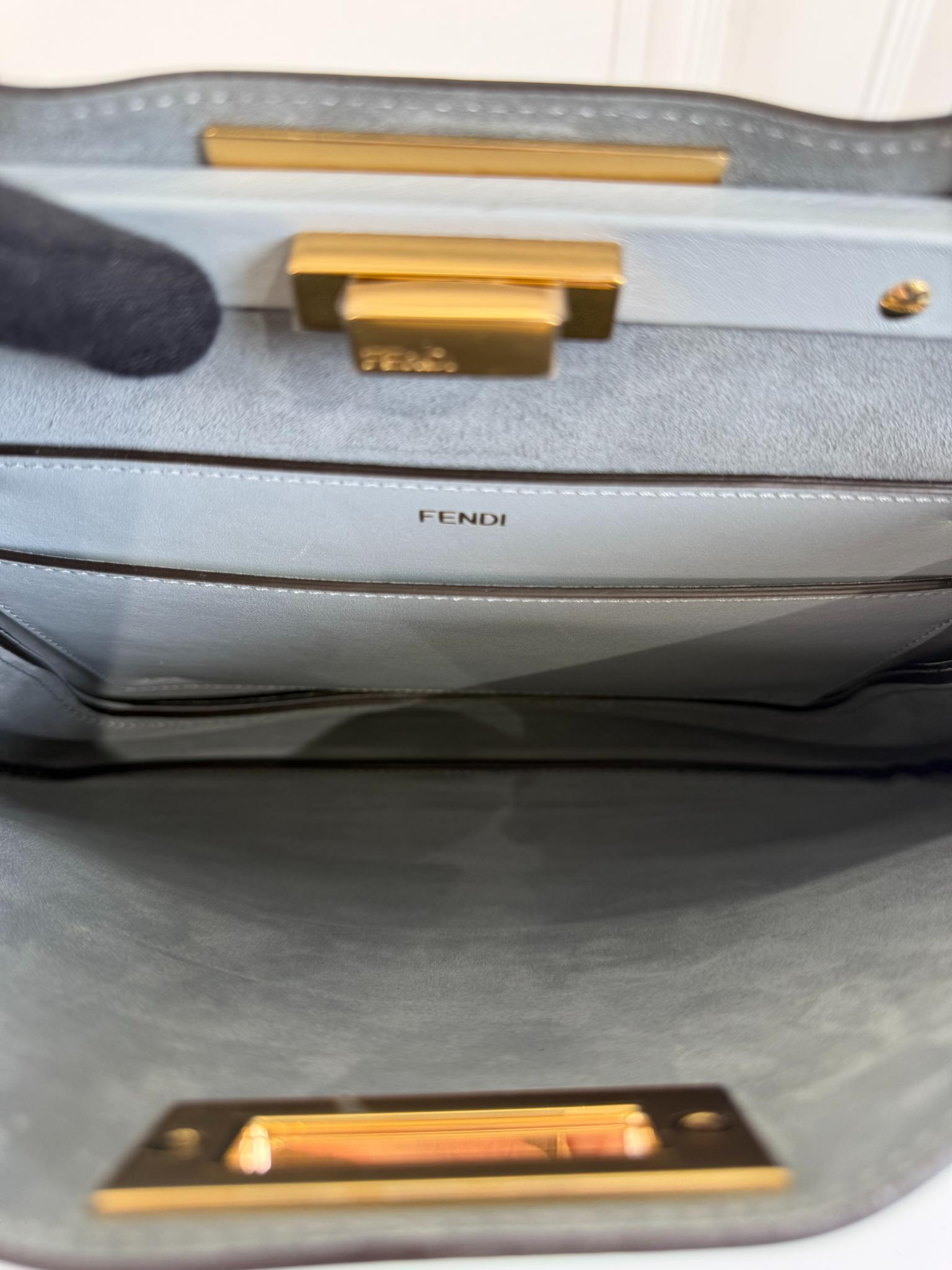 Fendi Peekaboo Soft Medium Pale Blue Leather Bag