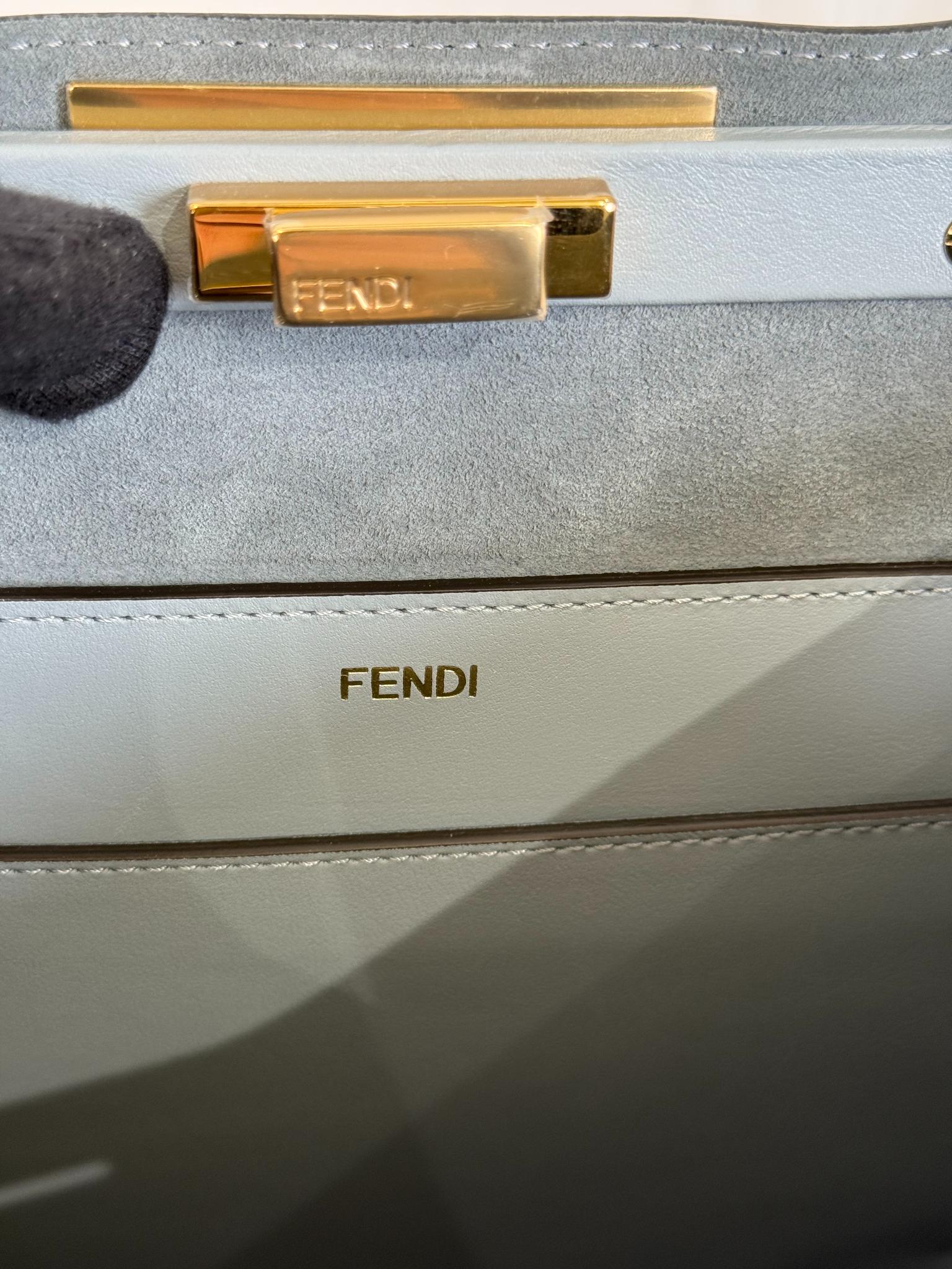 Fendi Peekaboo Soft Medium Pale Blue Leather Bag