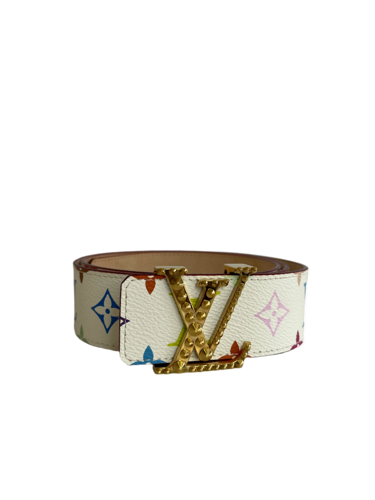 Louis Vuitton Rare Monogram Multicolor Studded LV Initiales Belt 90 36