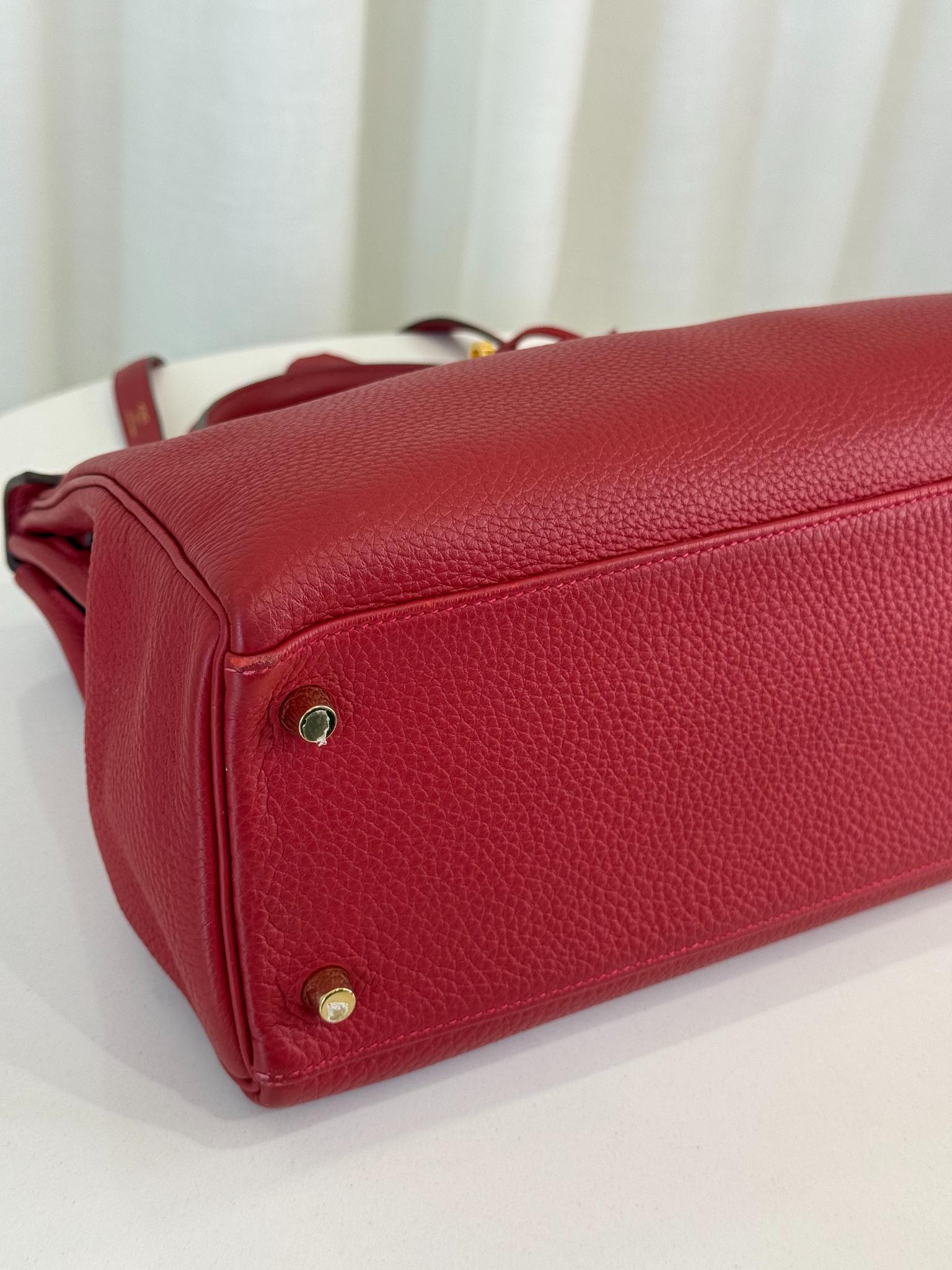 Hermès Kelly 32 Rouge Grenat Togo Leather GHW