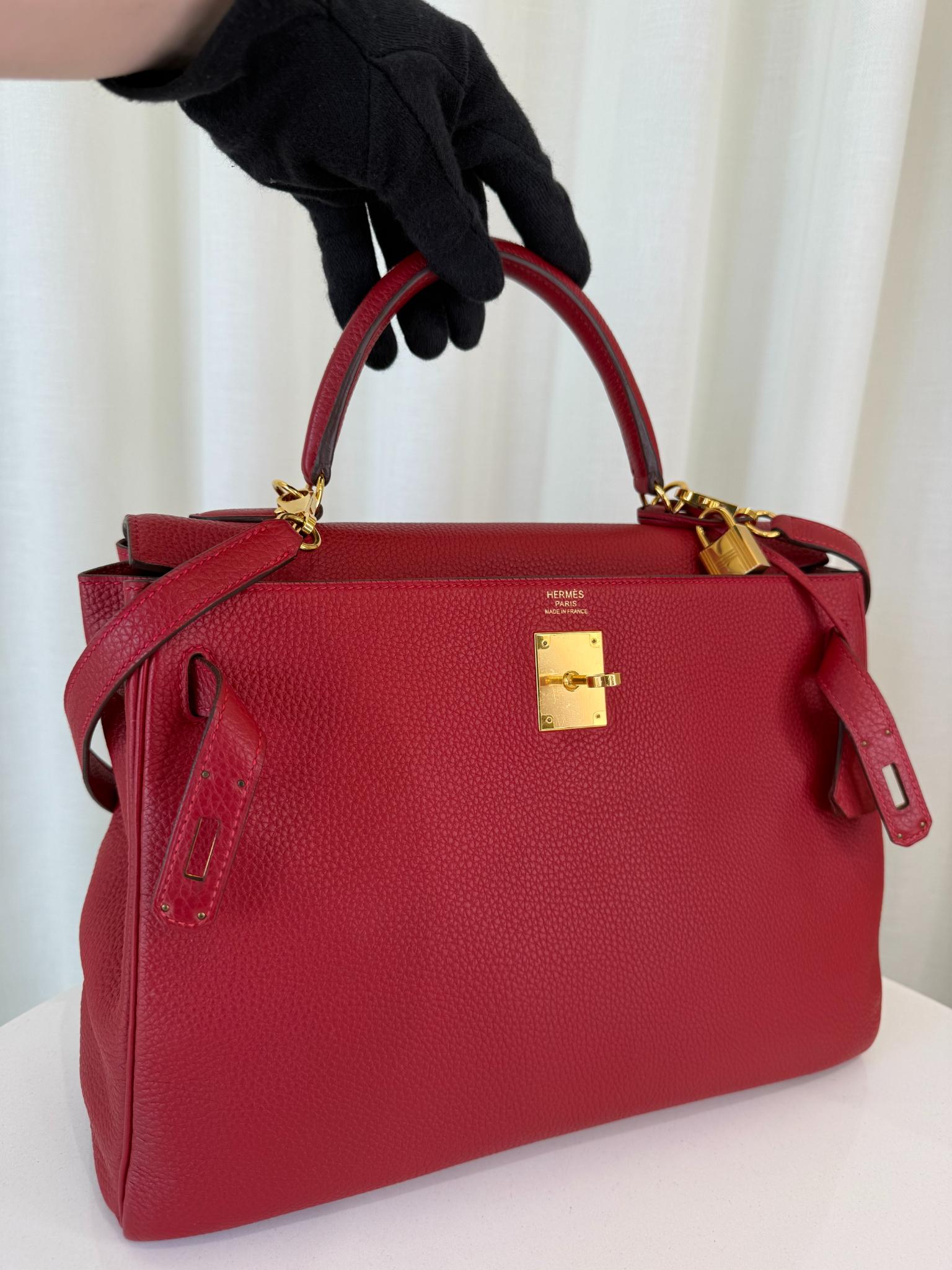 Hermès Kelly 32 Rouge Grenat Togo Leather GHW