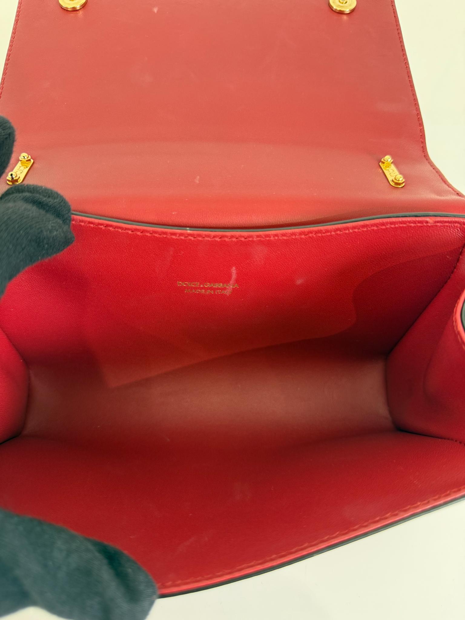 Dolce Gabbana DG Girls Red Calfskin Leather Shoulder Bag