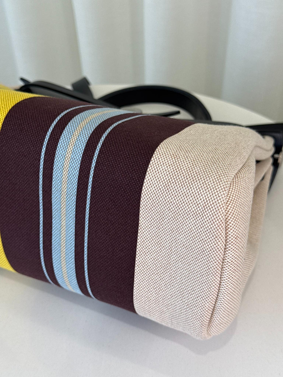 Hermès Herbag Zip 31 Rayures d'Équipage H Plume Canvas Hunter Cowhide PHW