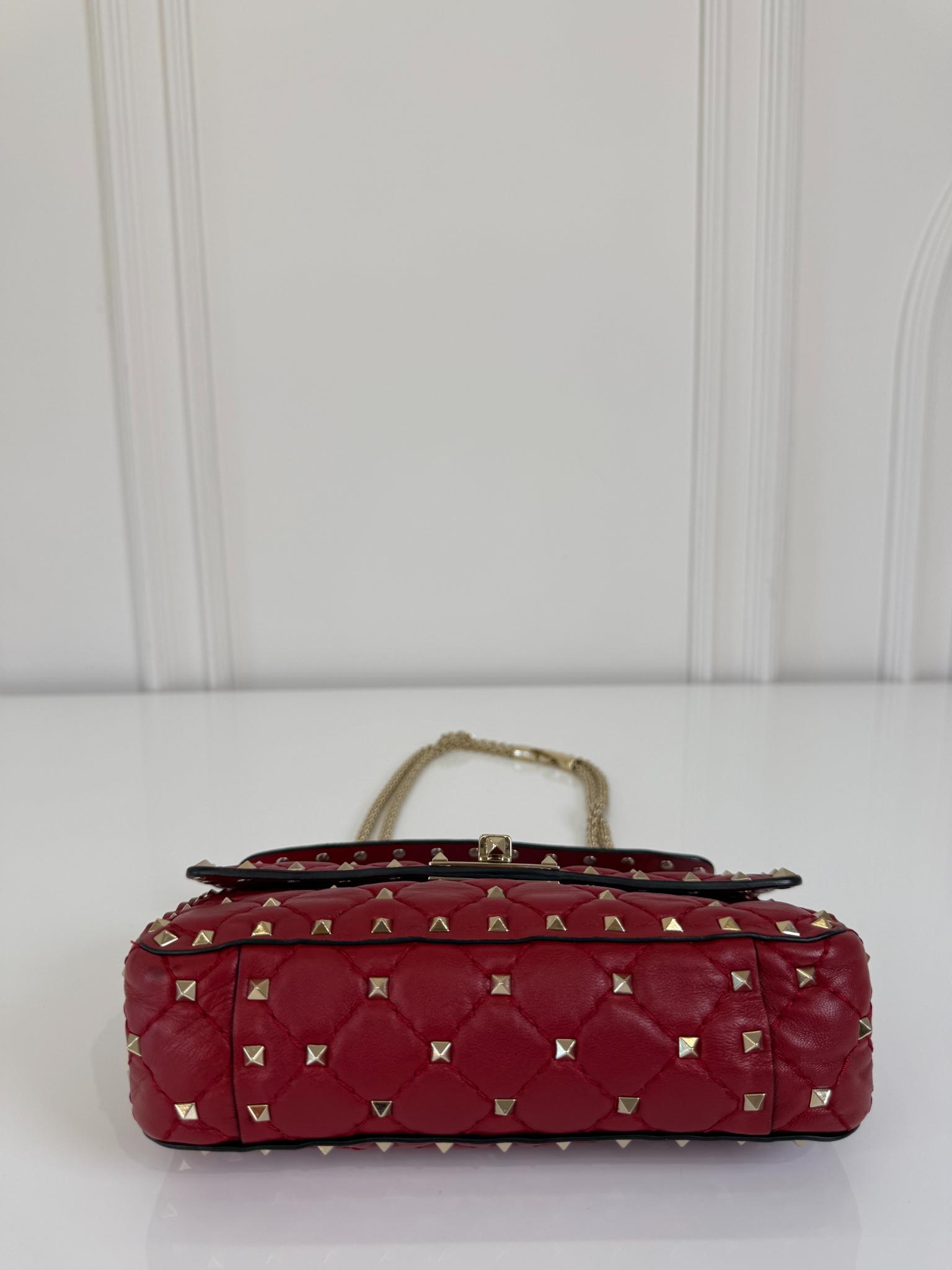 Valentino Garavani Small Rockstud Spike Quilted Bag in Rosso Valentino