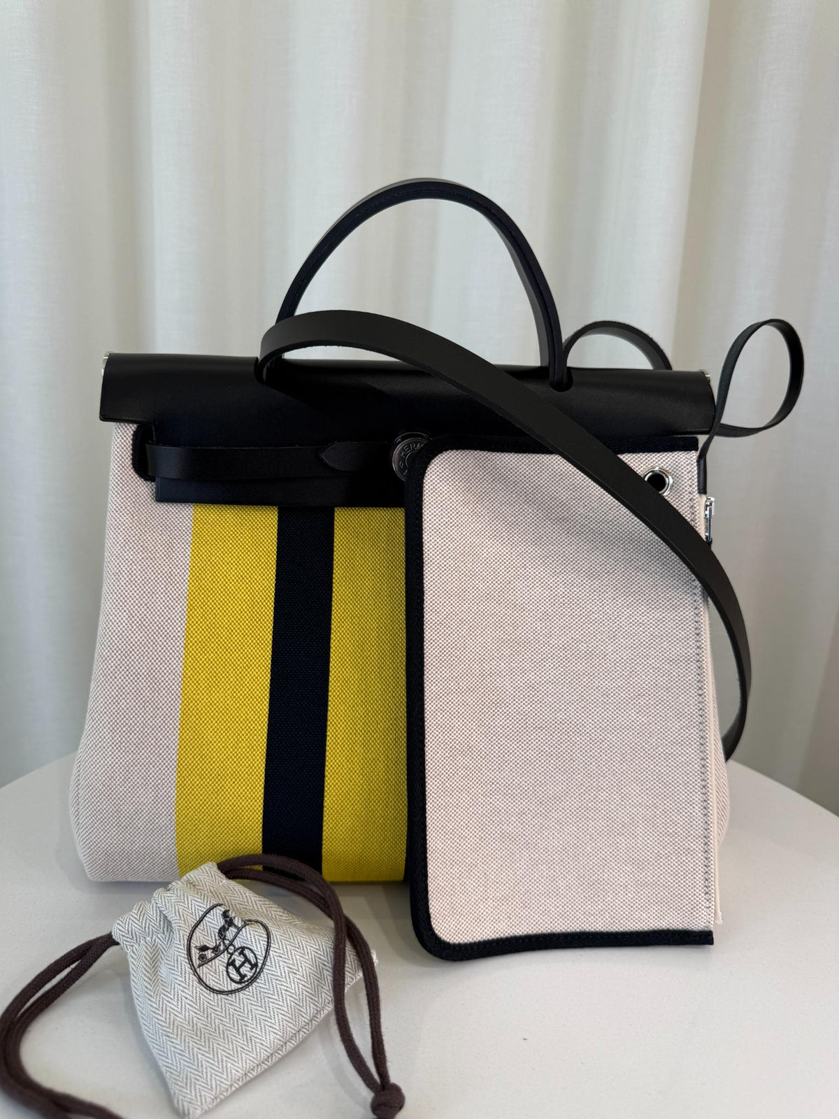 Hermès Herbag Zip 31 Rayures d'Équipage H Plume Canvas Hunter Cowhide PHW