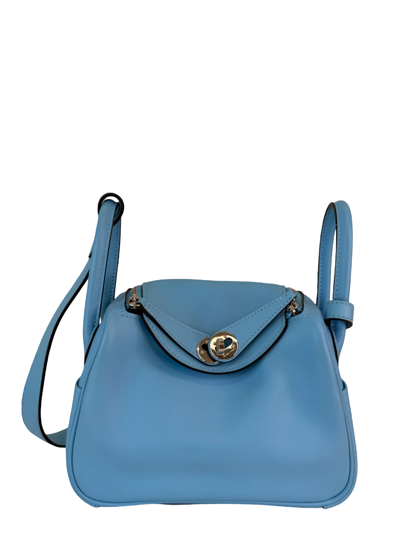 Hermès Mini Lindy Bleu Celeste Swift PHW