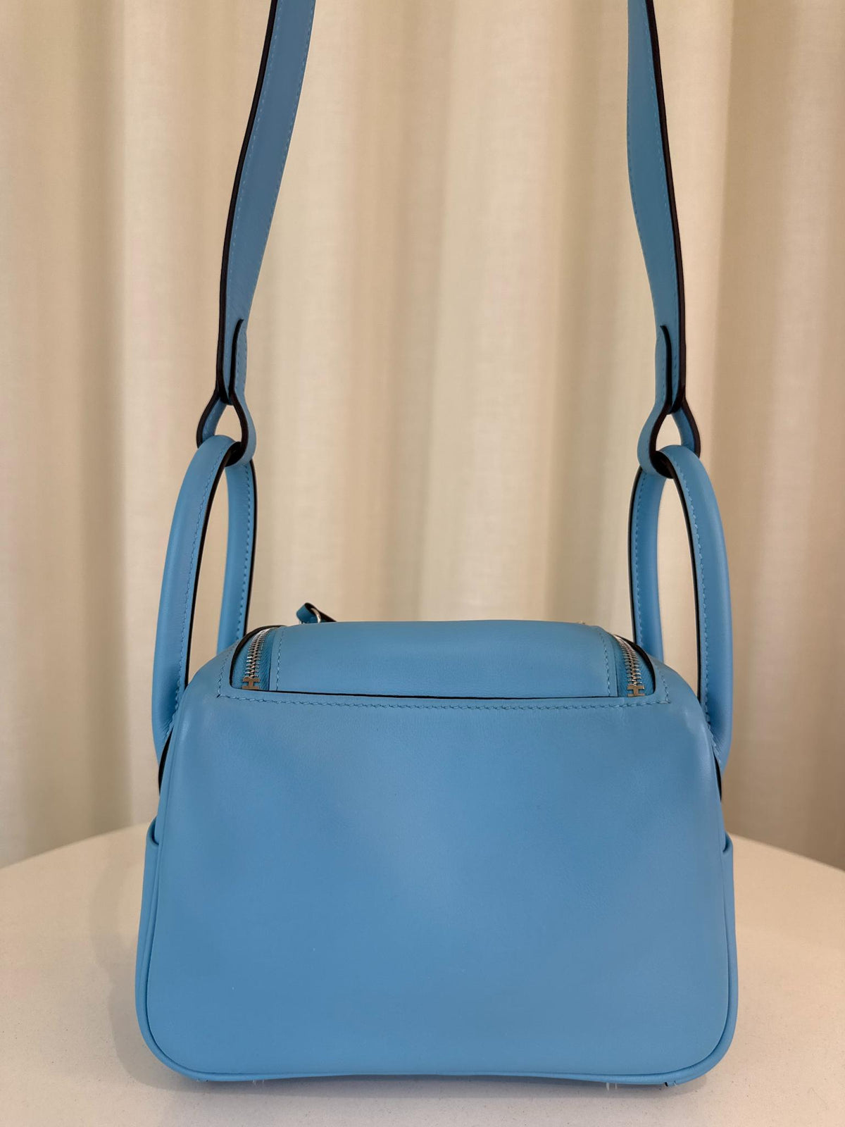 Hermès Mini Lindy Bleu Celeste Swift PHW