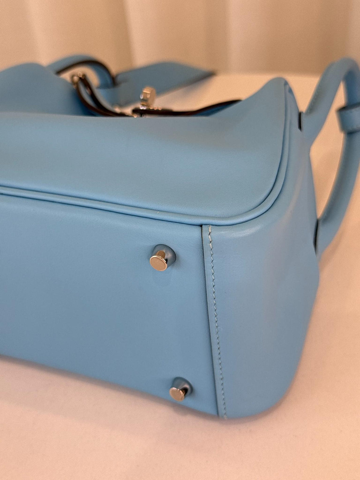 Hermès Mini Lindy Bleu Celeste Swift PHW