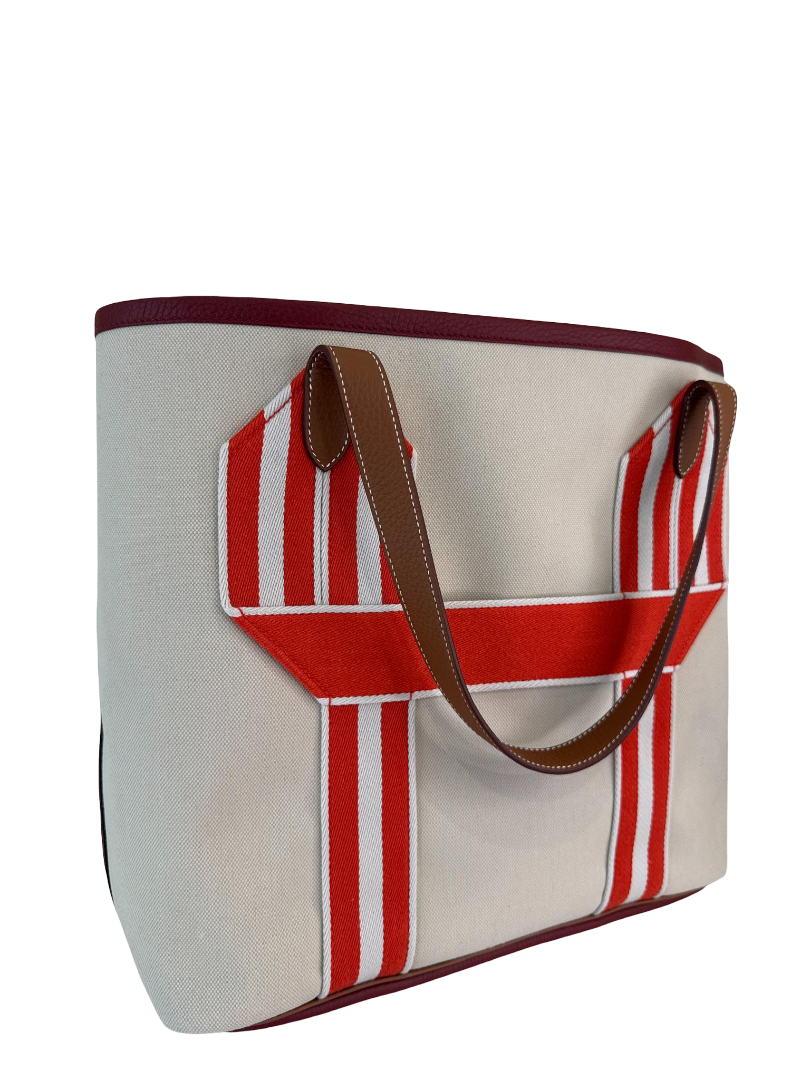 Hermès Pursangle Large Canvas and Taurillon Clemence Leather Tote