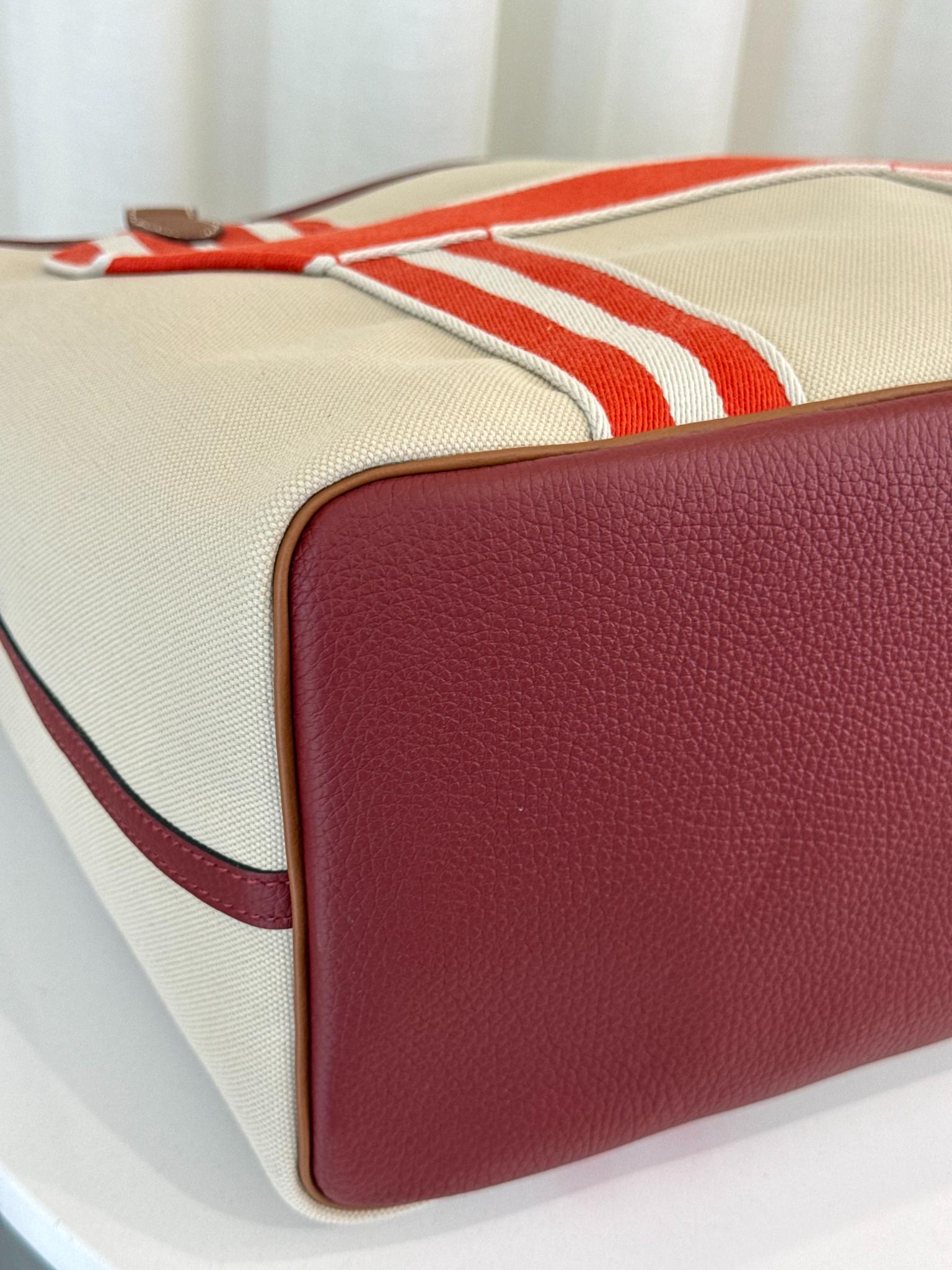 Hermès Pursangle Large Canvas and Taurillon Clemence Leather Tote