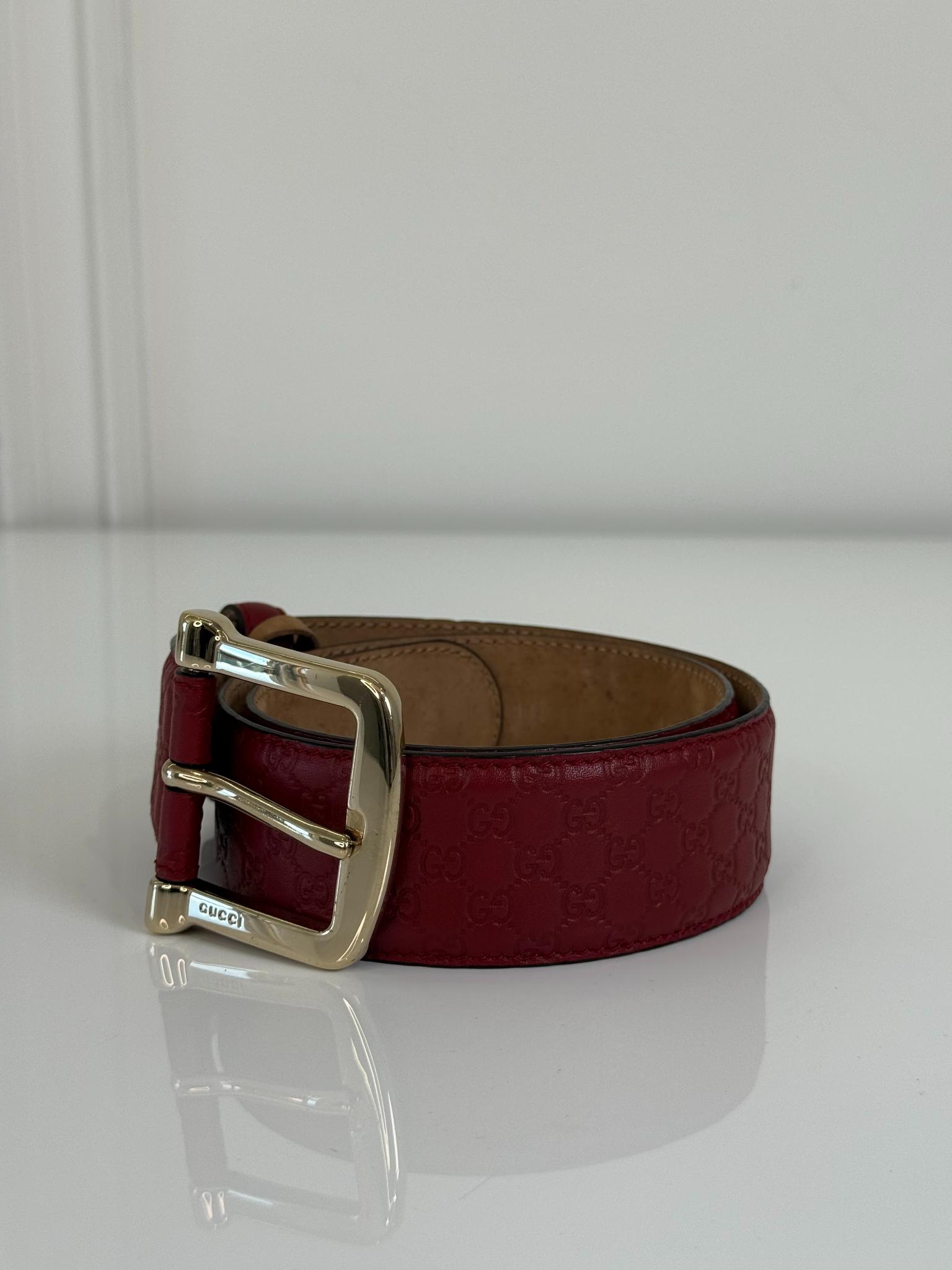 Gucci Red MicroGuccissima Leather Belt